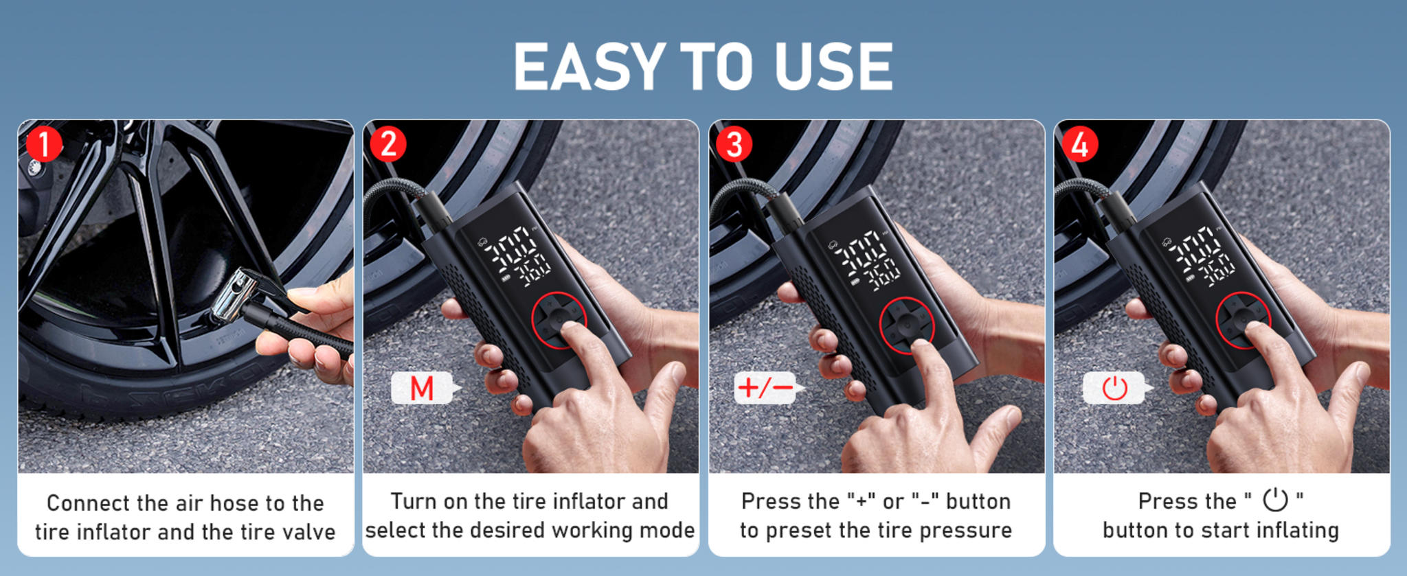 150PSI Cordless Portable Air Compressor with Auto Shut Off, LED Light for Car Tires image 15