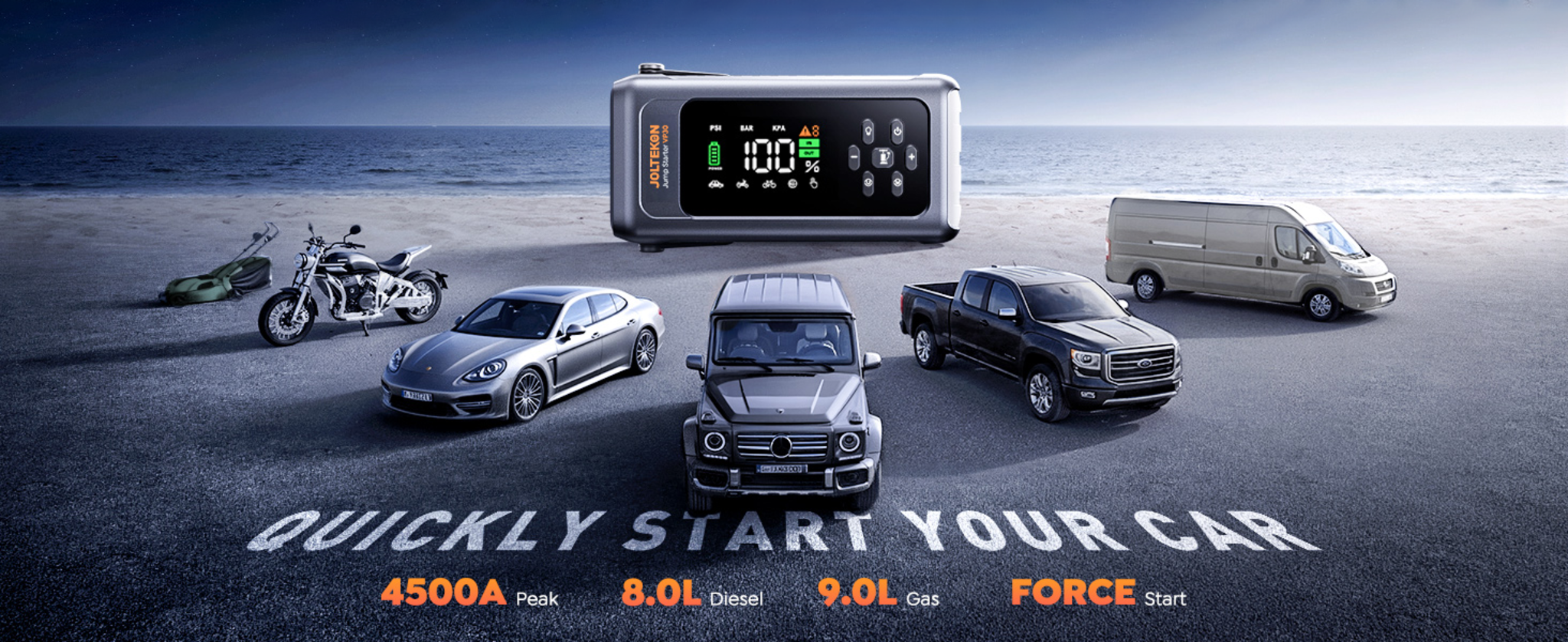 4500A Car Battery Jump Starter with 150PSI Air Compressor, 8-in-1 Portable Power Bank image 8