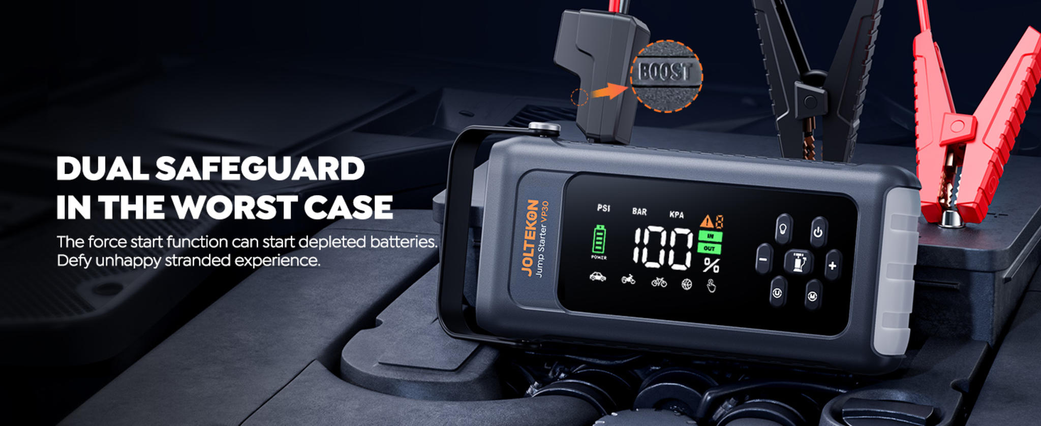 4500A Car Battery Jump Starter with 150PSI Air Compressor, 8-in-1 Portable Power Bank image 9