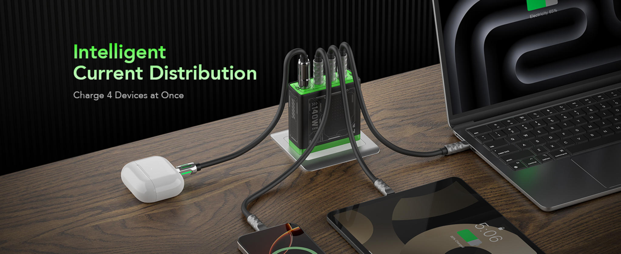 140W GaN Fast Charger with 4 Ports, Foldable Plug image 8