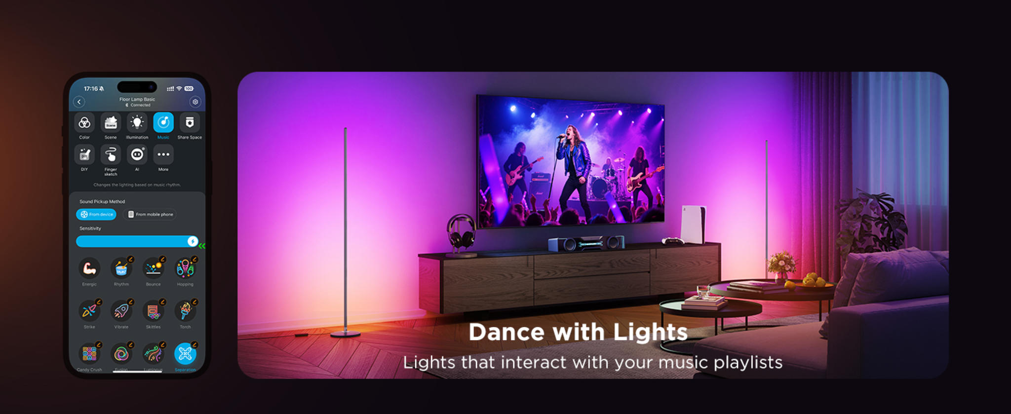 RGBIC Smart Floor Lamp with Music Sync, 1000 Lumen Color Changing Standing Lamp image 11