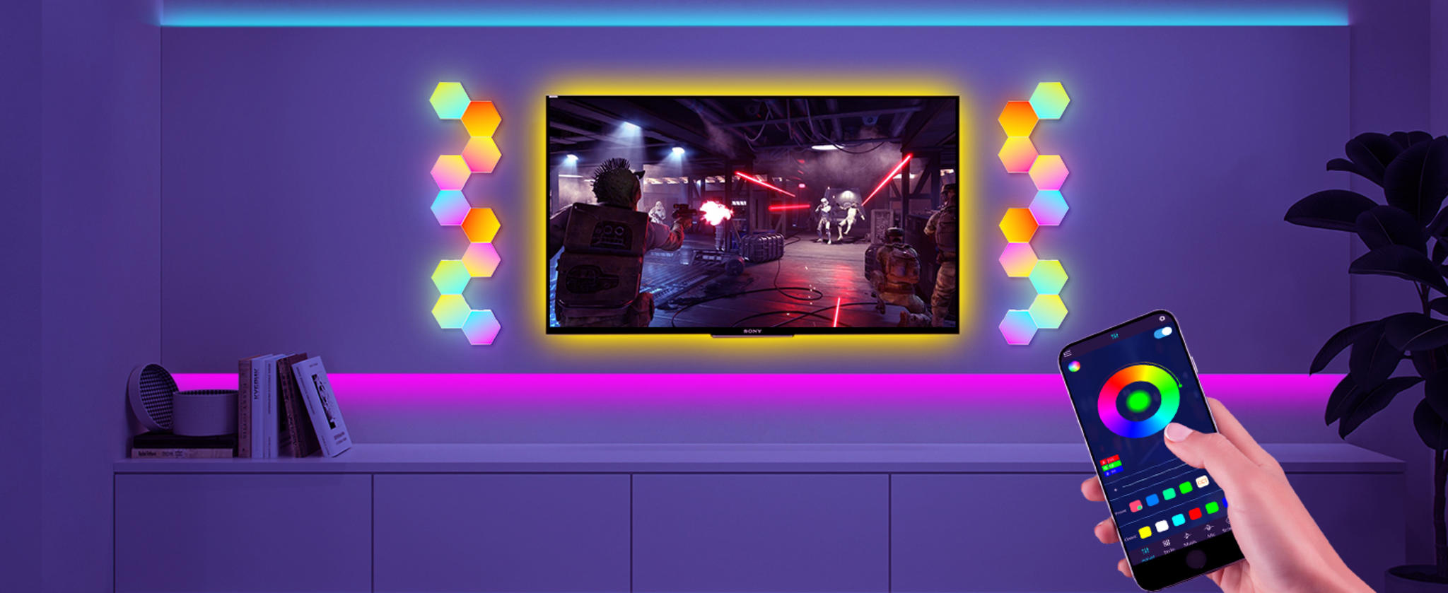 12 Pack Hexagon RGB Wall Panels - Smart LED Lights image 10