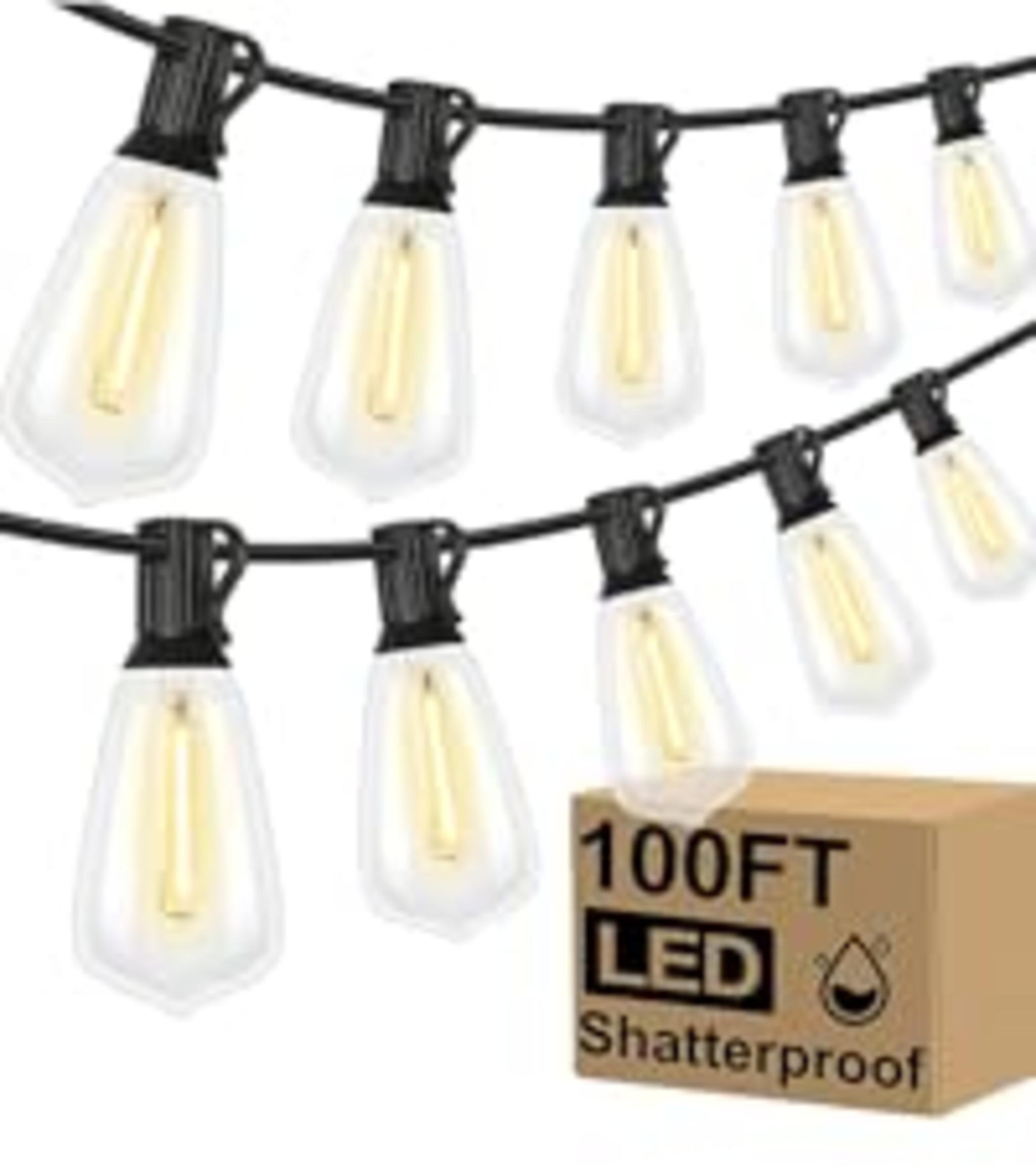 100FT Outdoor LED String Lights with 52 Shatterproof Vintage Edison Bulbs, Waterproof Dimmable Patio Lighting image 21