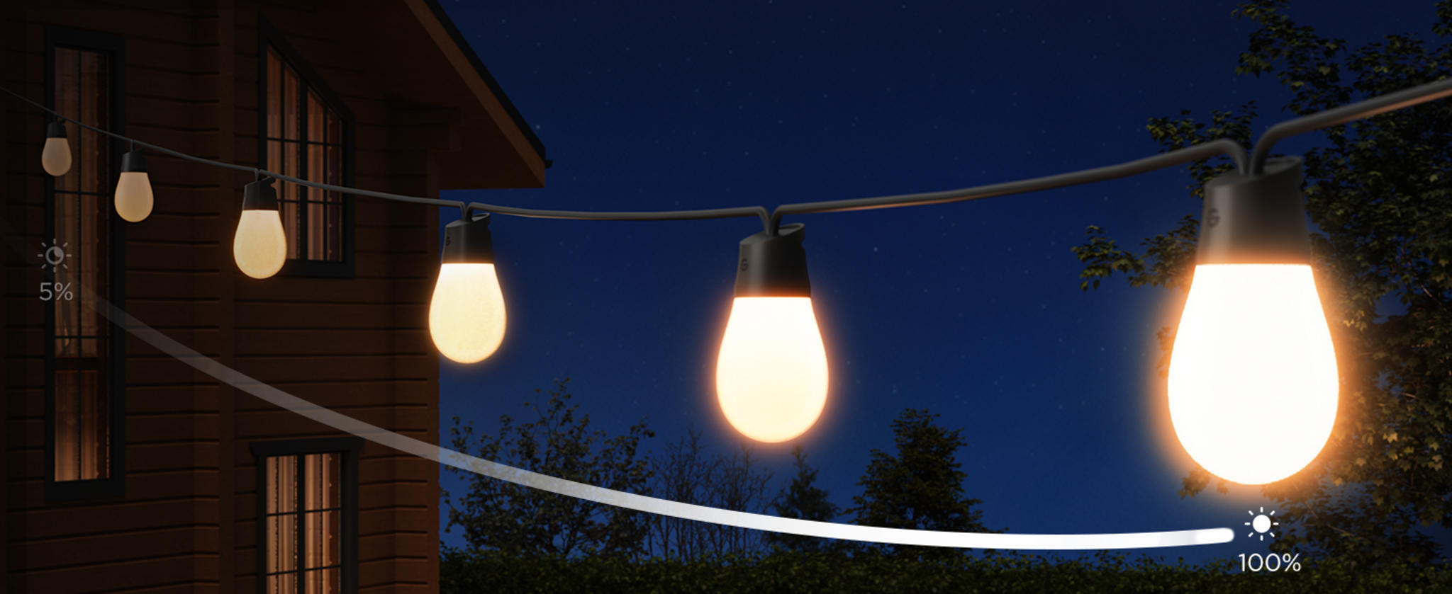 96ft Smart RGBIC Outdoor String Lights with 30 LED Bulbs image 12