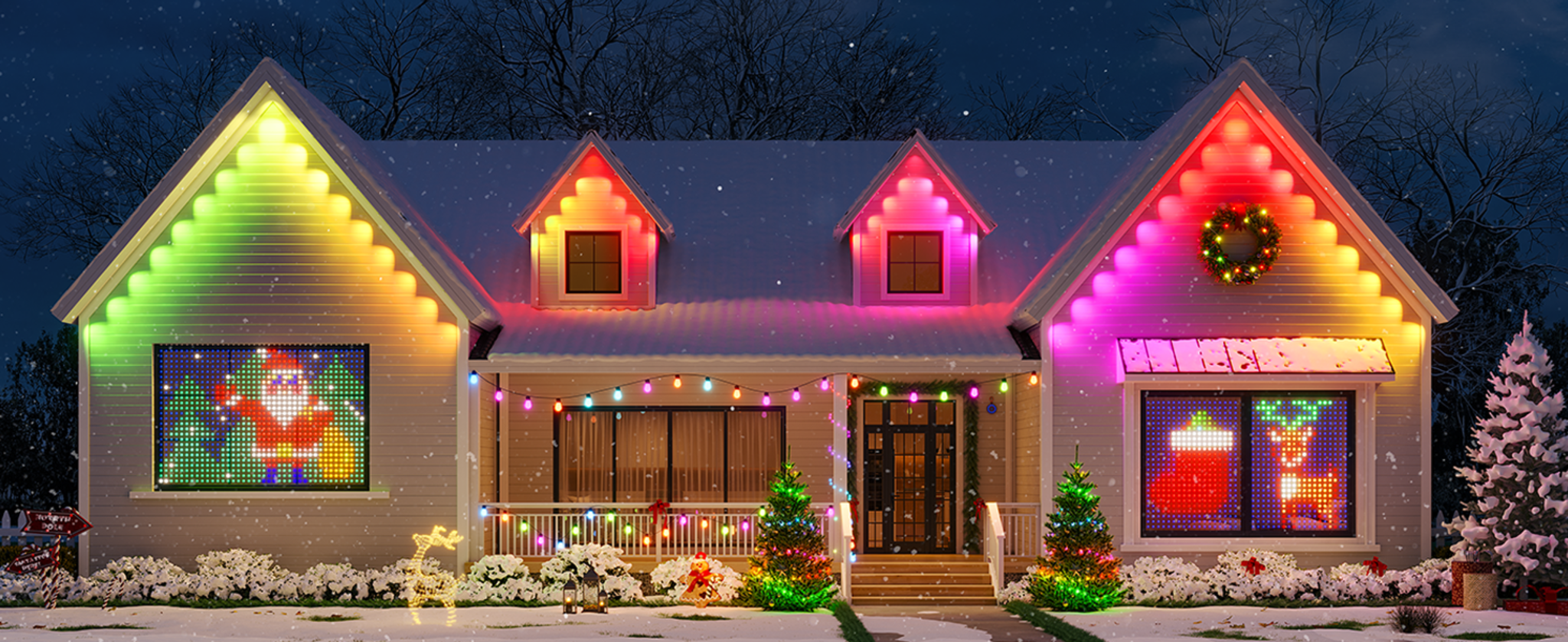 96ft Smart RGBIC Outdoor String Lights with 30 LED Bulbs image 15