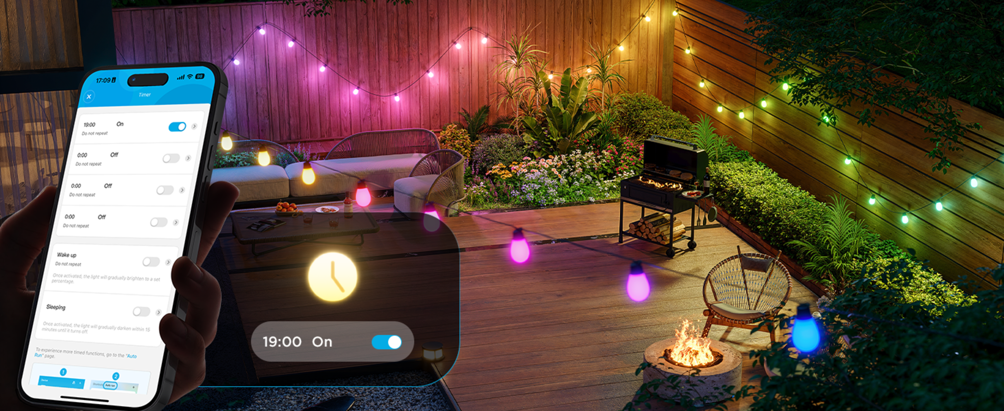 96ft Smart RGBIC Outdoor String Lights with 30 LED Bulbs image 20