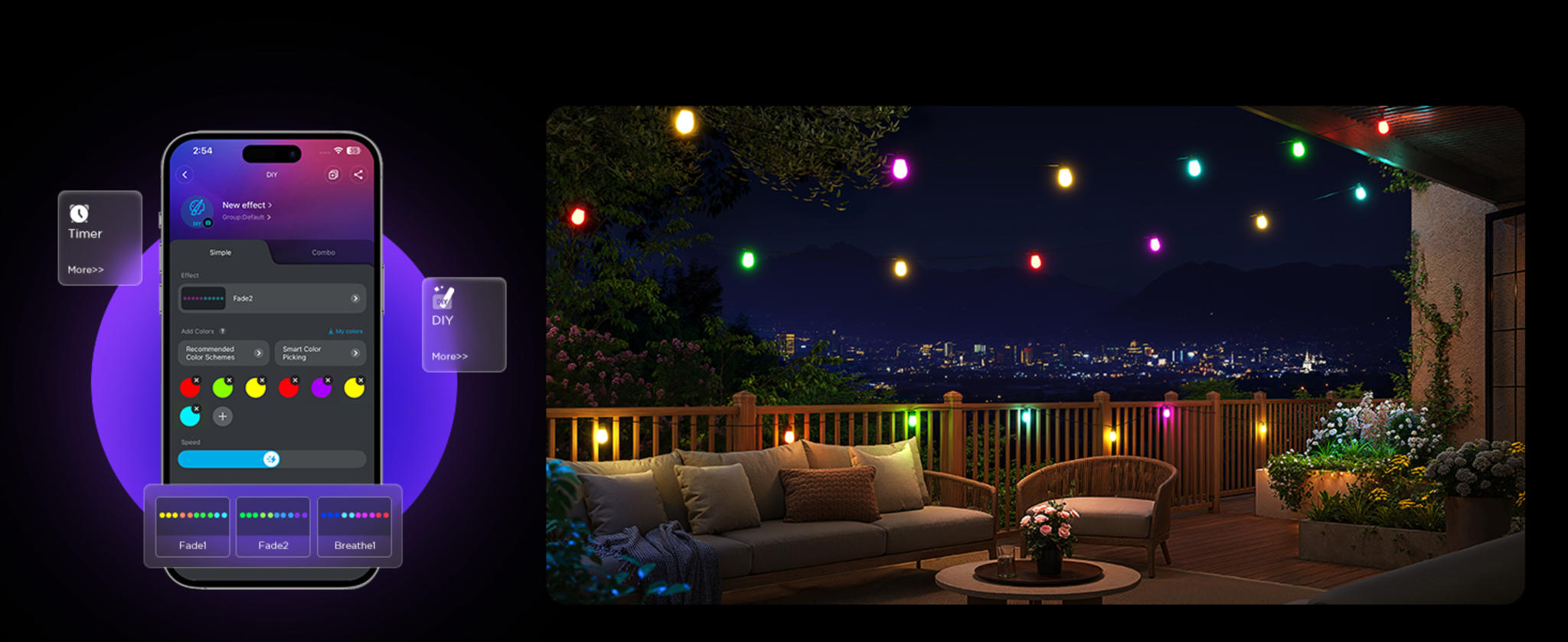 96ft Smart RGBIC Outdoor String Lights with 30 LED Bulbs image 22
