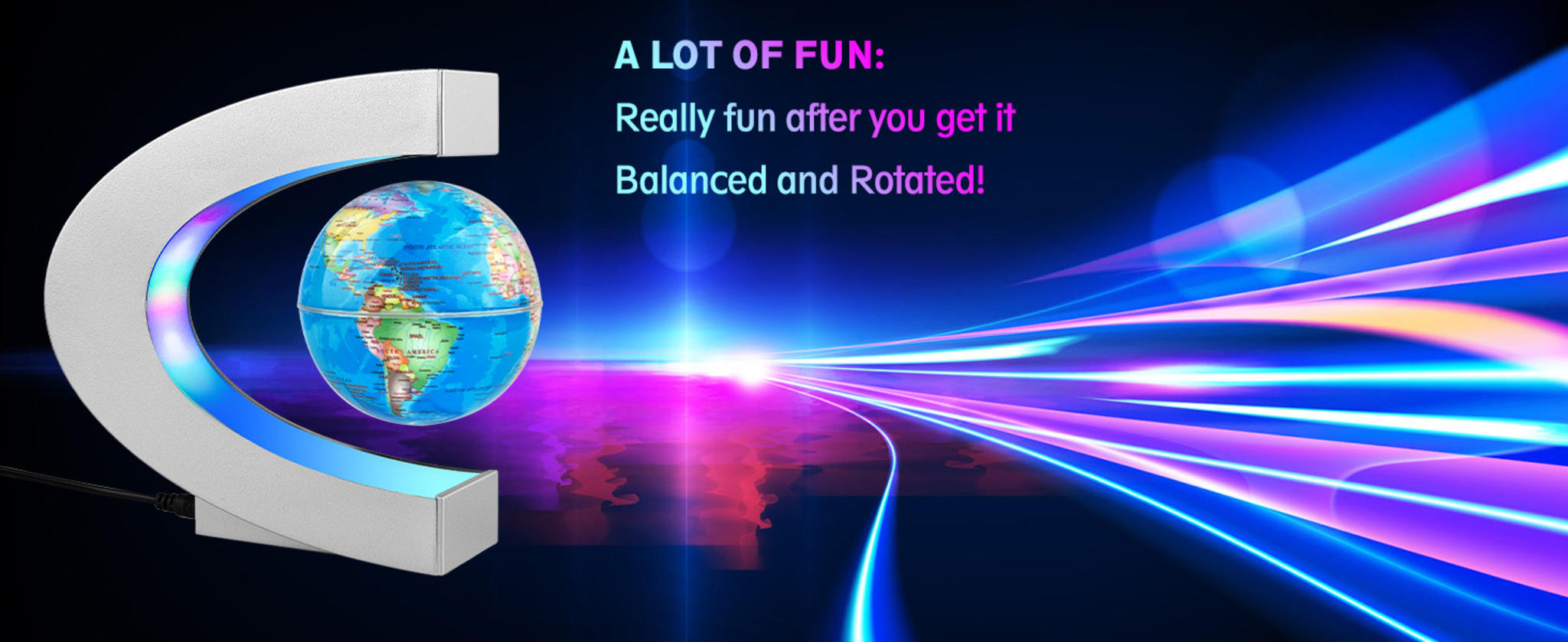 Magnetic Levitating Globe with LED Lights - 7 Color Floating World Desk Decor image 7