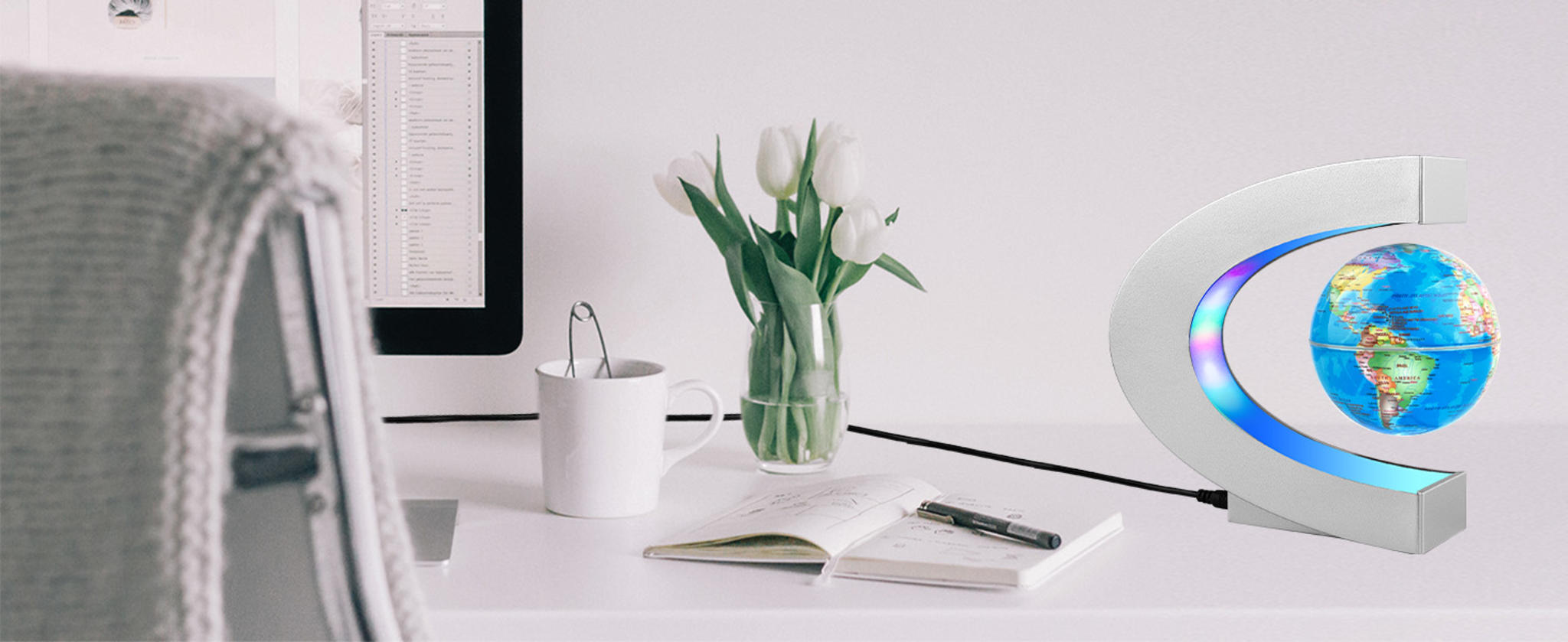 Magnetic Levitating Globe with LED Lights - 7 Color Floating World Desk Decor image 10