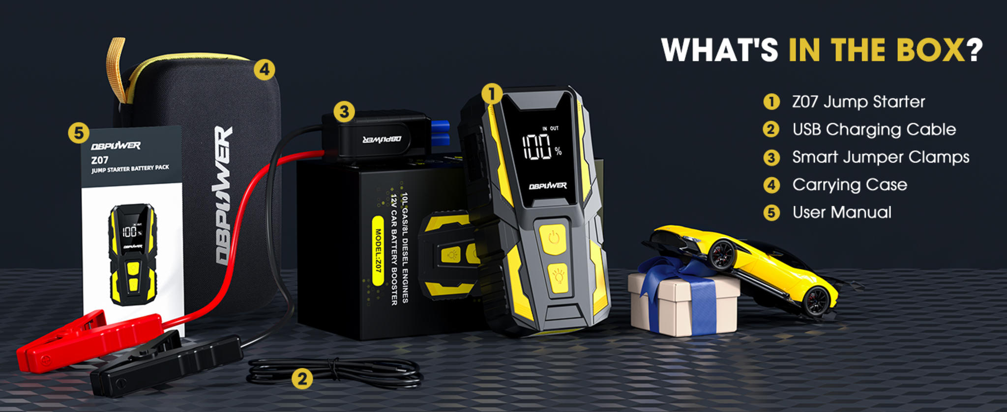 5000A Car Battery Jump Starter for 10.0L Gas/8.0L Diesel Engines with LED Light and Power Bank image 16