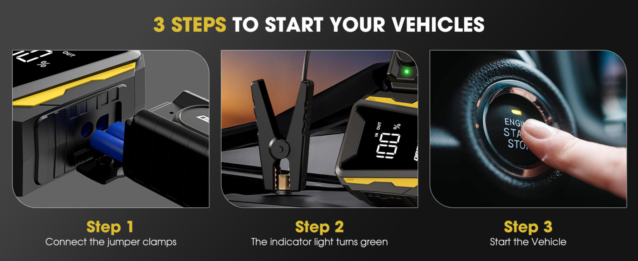 5000A Car Battery Jump Starter for 10.0L Gas/8.0L Diesel Engines with LED Light and Power Bank image 17