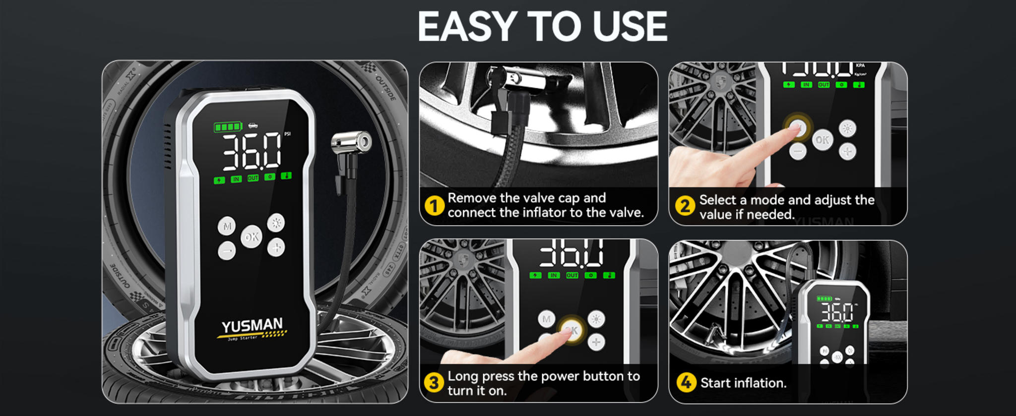 6000A Car Jump Starter with Air Compressor, 15800mAh Power Bank & LED Flashlight image 12