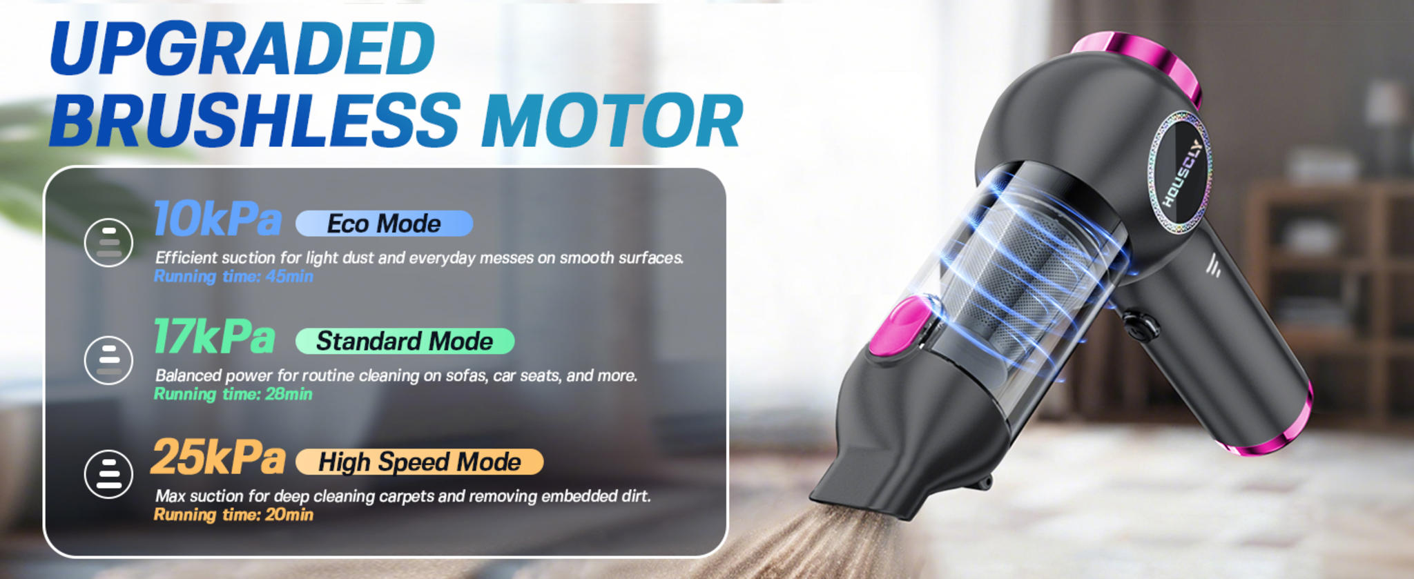25000Pa Cordless Handheld Vacuum with 4-in-1 Functions - 40 Min Runtime image 9