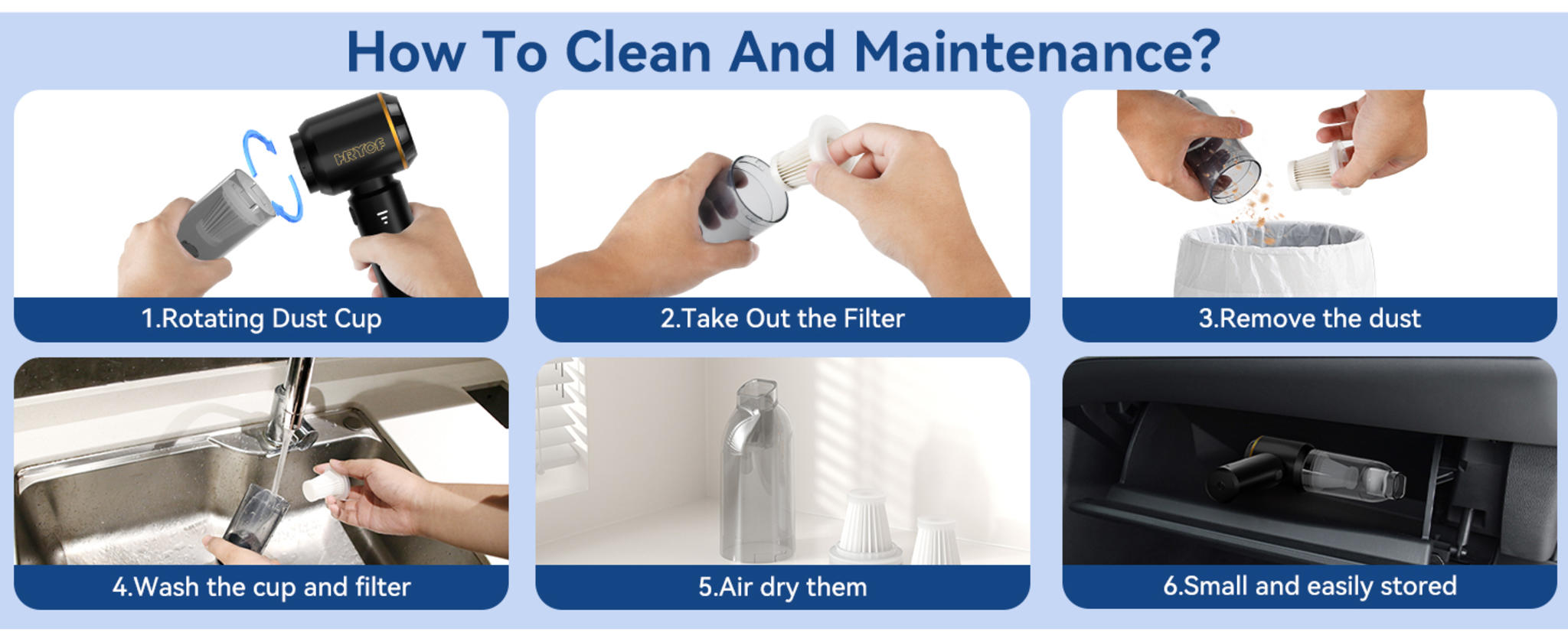 4-in-1 Handheld Vacuum with 20000PA Suction image 18