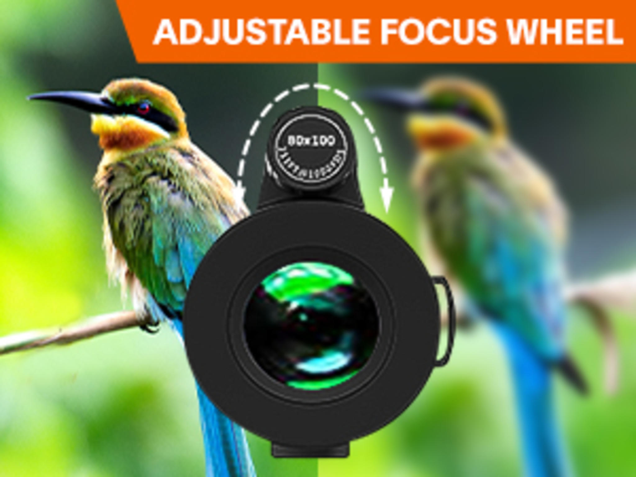 80x100 High Power Monocular with Smartphone Adapter & Tripod image 13
