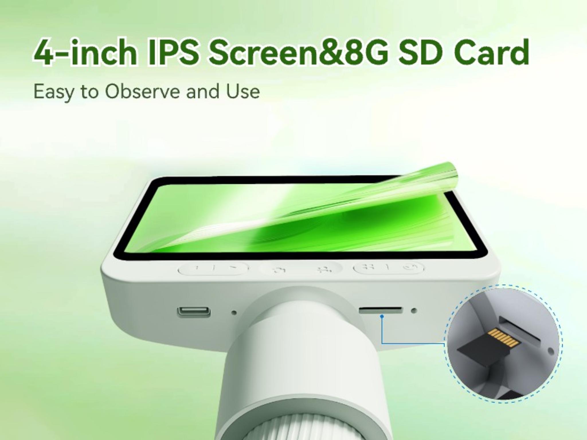 4 Inch Screen Digital Microscope for Kids, 1080P HD 1600X Magnification with 8G Card image 8