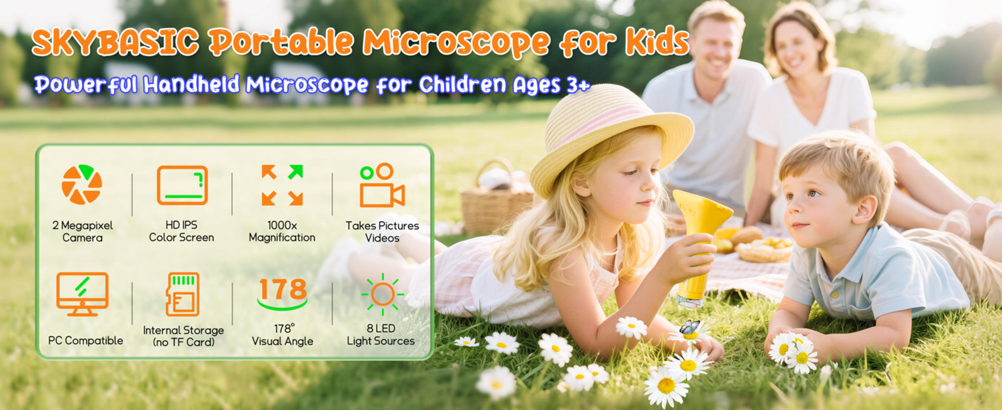Kids Digital Microscope with 2" Screen, 1000X Magnification & HD Camera - Portable Science Toy for Ages 4-12 image 7