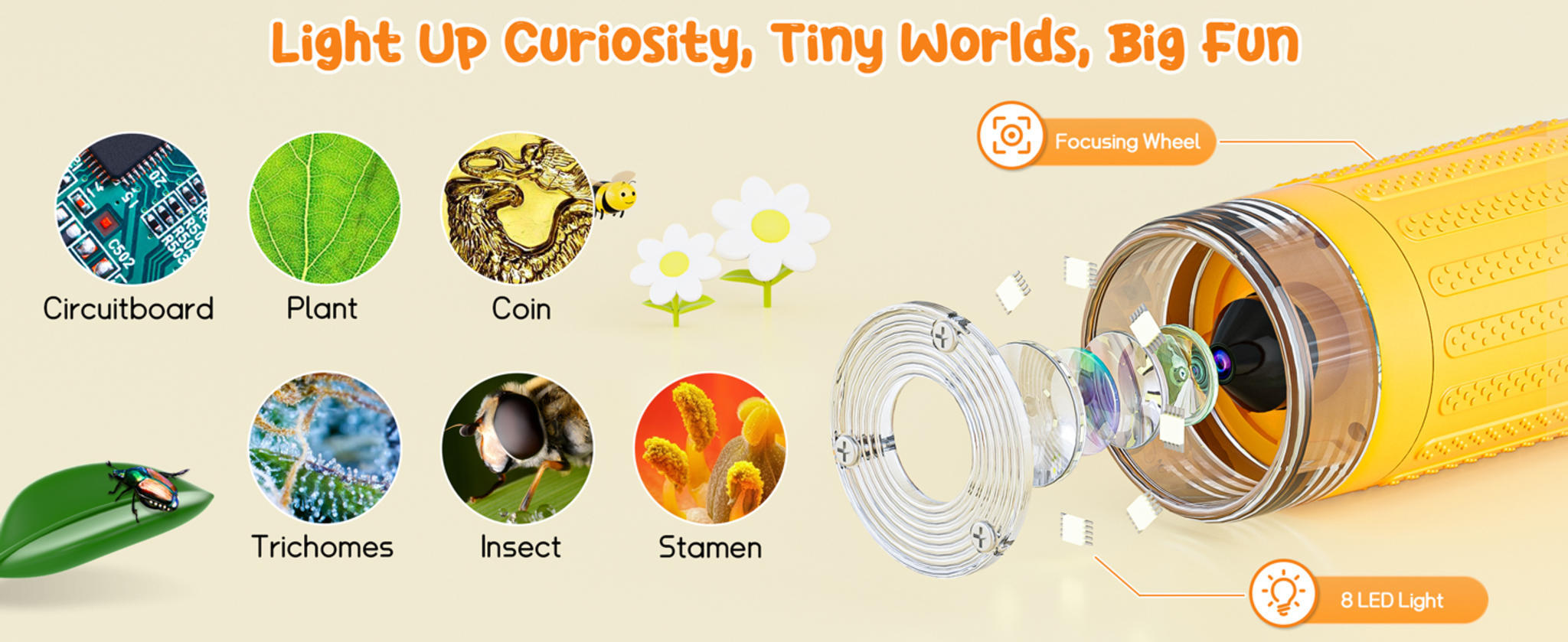 Kids Digital Microscope with 2" Screen, 1000X Magnification & HD Camera - Portable Science Toy for Ages 4-12 image 8