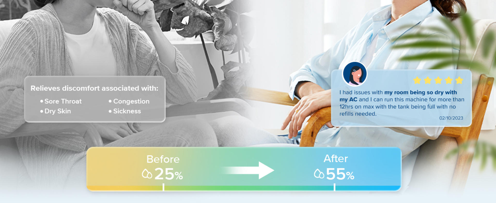 2.5L Top Fill Humidifier for Large Rooms, 28dB Quiet Cool Mist, 25H Runtime, Auto Shut-off image 8