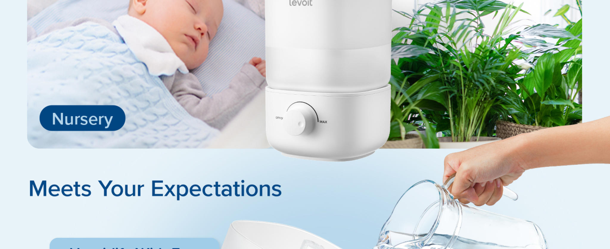 2.5L Top Fill Humidifier for Large Rooms, 28dB Quiet Cool Mist, 25H Runtime, Auto Shut-off image 11