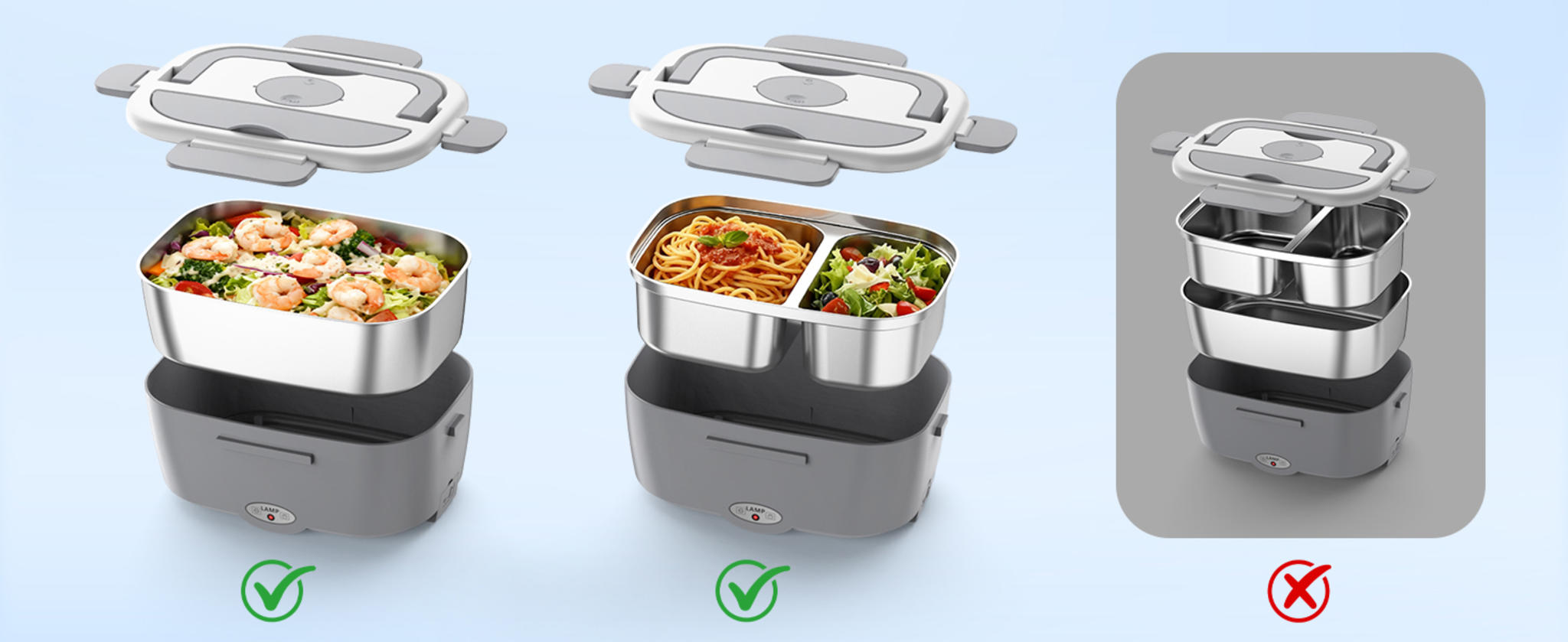 80W Electric Lunch Box with Dual 1.5L Stainless Steel Containers image 9