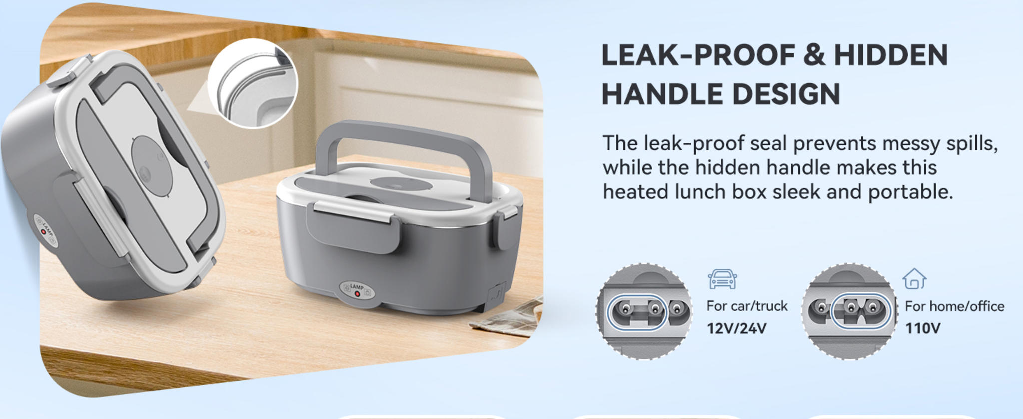 80W Electric Lunch Box with Dual 1.5L Stainless Steel Containers image 10