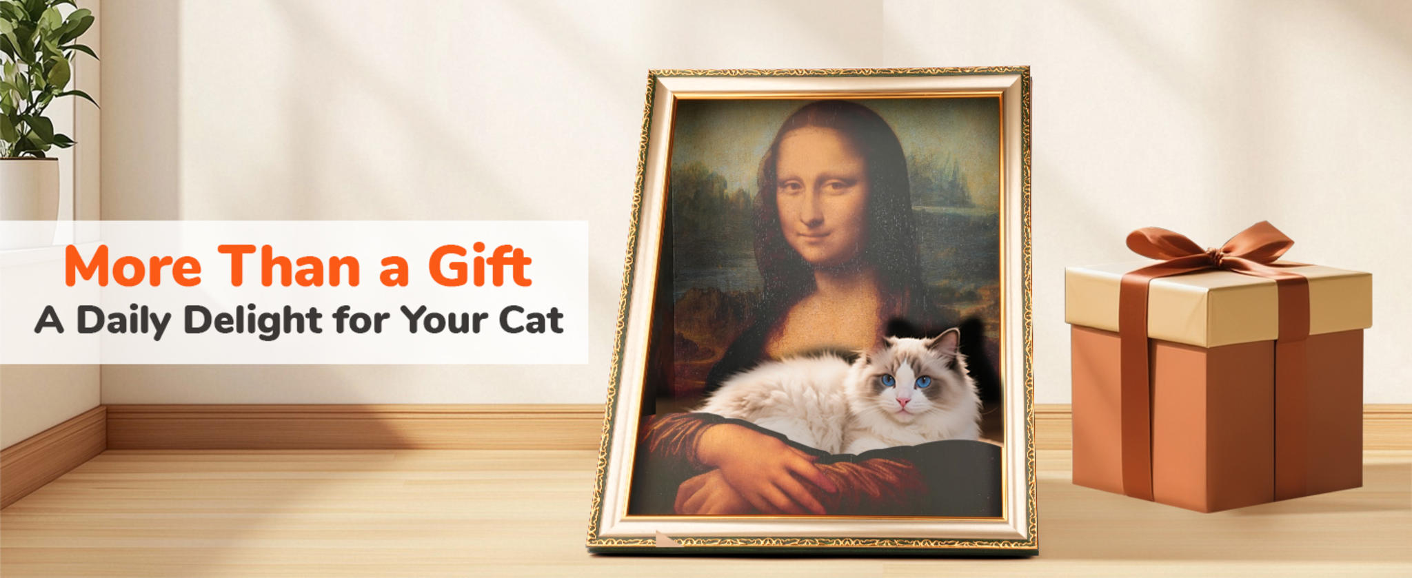 Mona Lisa Themed 3-in-1 Cardboard Cat House with Scratcher and Bed, Easy Setup Hideout for Indoor Cats image 10