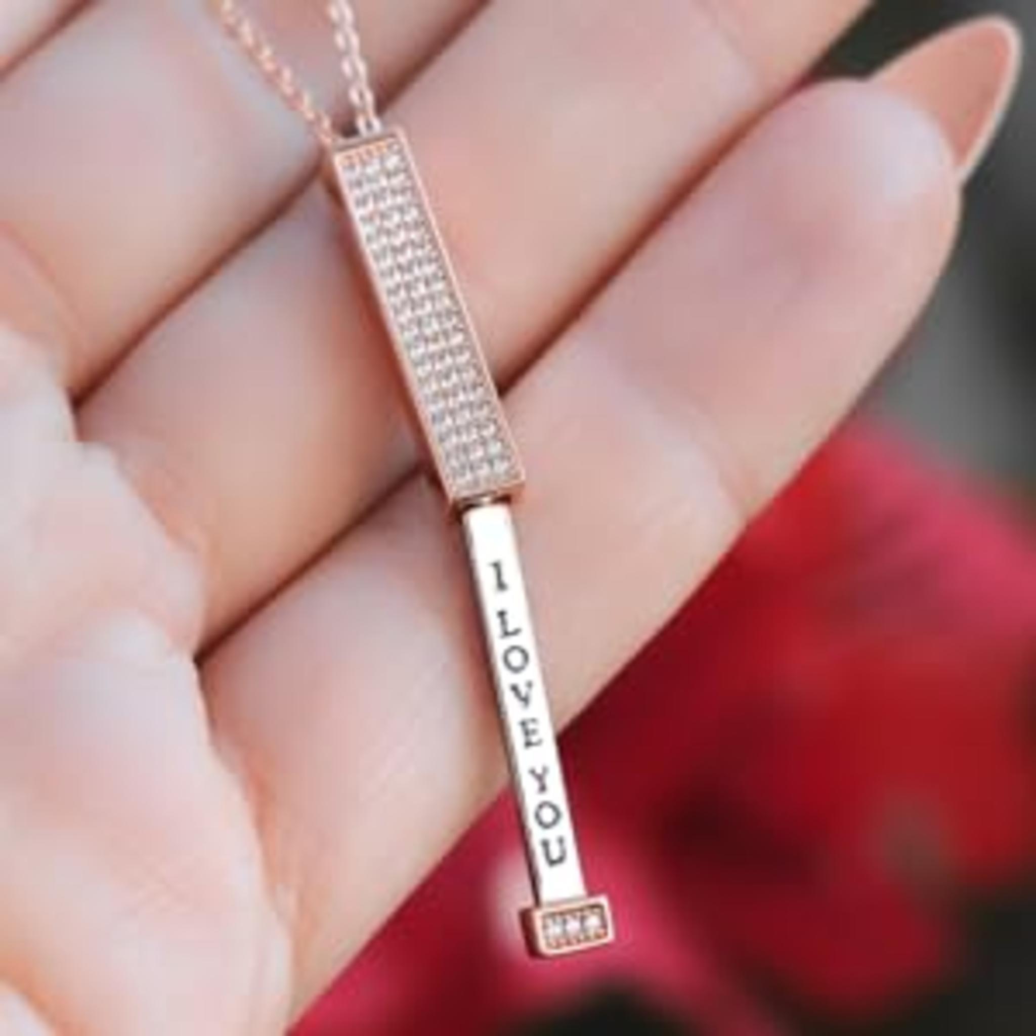 I Love You Necklace with Secret Message, 14K Rose Gold Plated, Adjustable Chain image 8