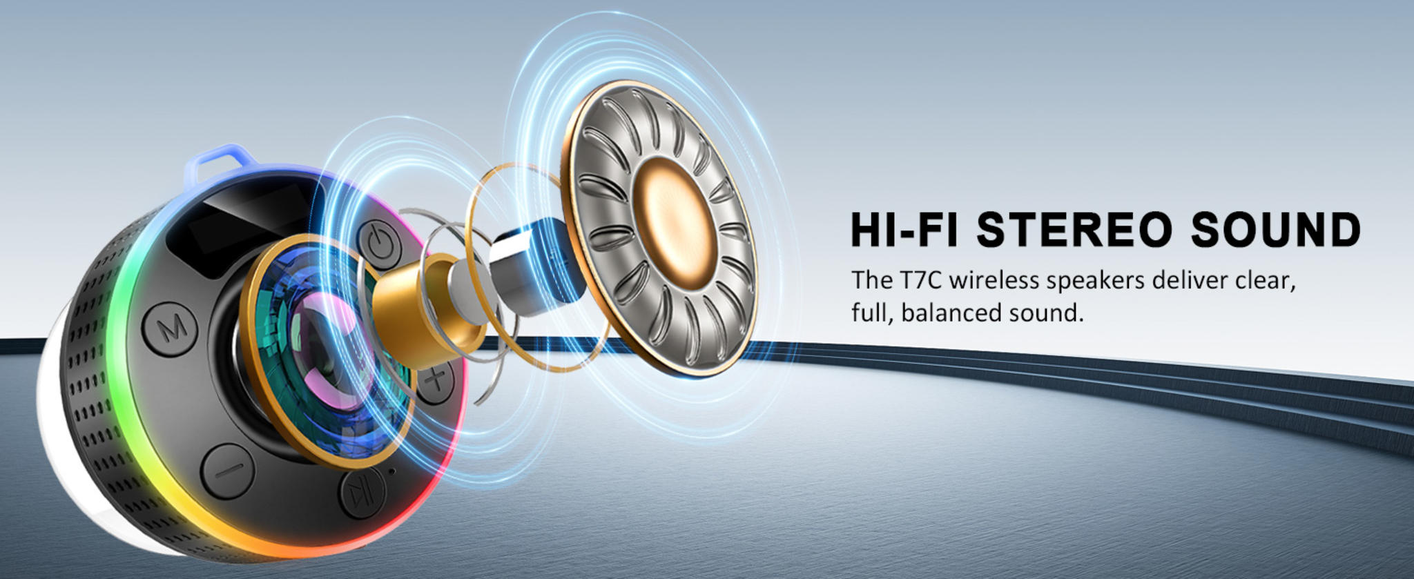 Portable Bluetooth Speaker with Stereo Sound, LED Light, and Suction Cup image 8