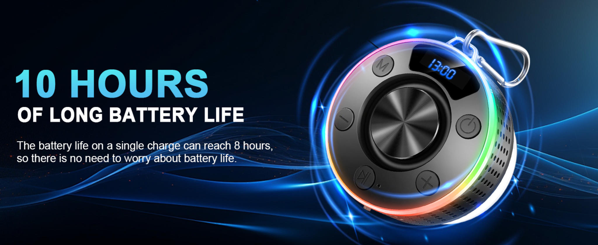 Portable Bluetooth Speaker with Stereo Sound, LED Light, and Suction Cup image 9