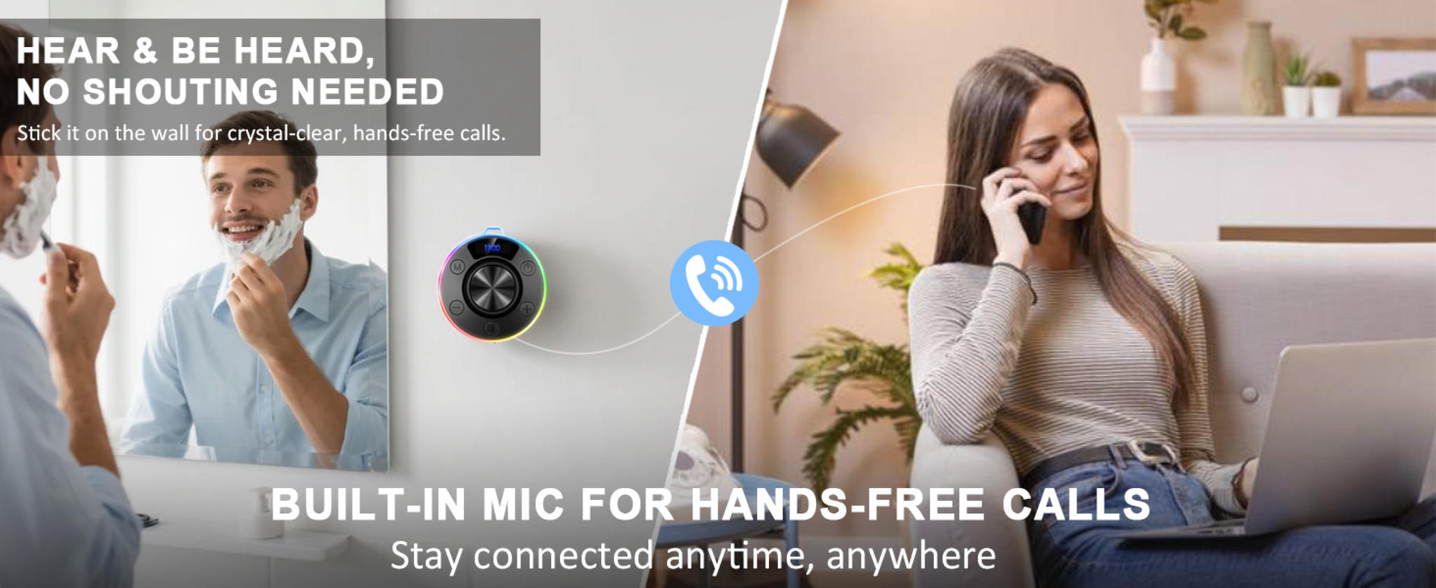 Portable Bluetooth Speaker with Stereo Sound, LED Light, and Suction Cup image 10