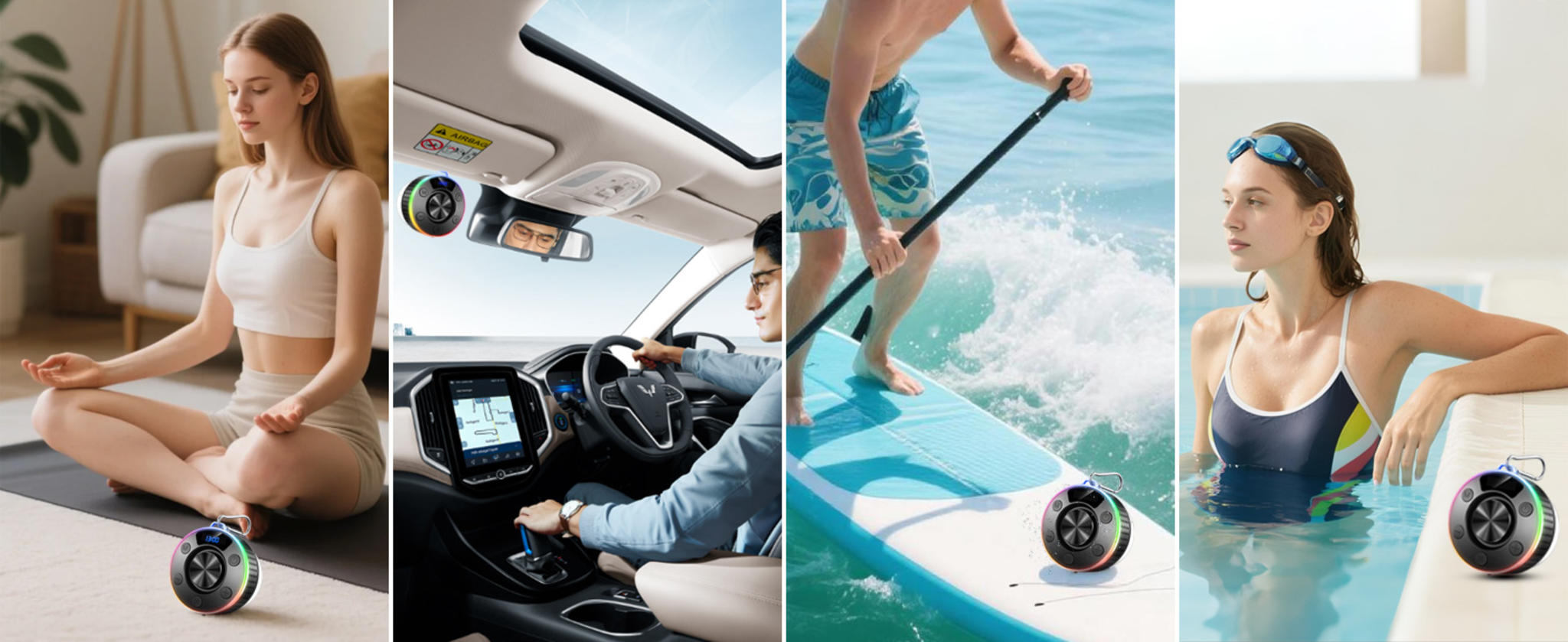 Portable Bluetooth Speaker with Stereo Sound, LED Light, and Suction Cup image 12