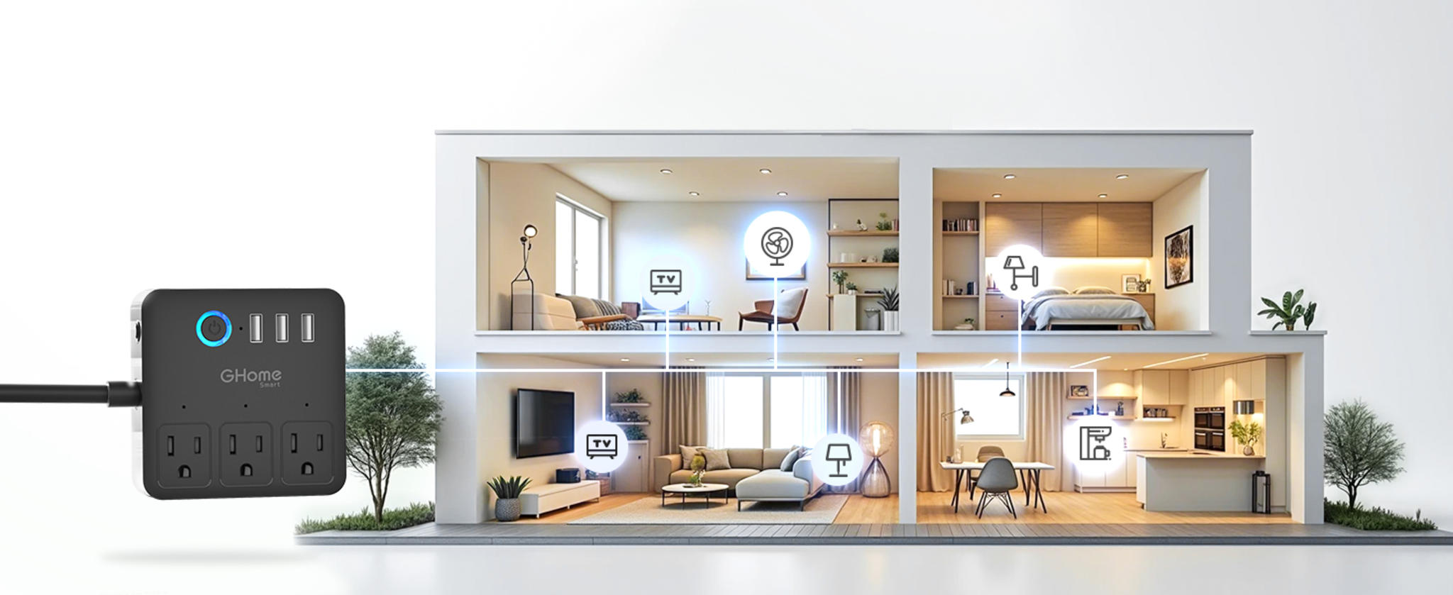 Smart Power Strip with 3 Outlets & 3 USB Ports, Voice Control, Timer, Travel-Friendly image 12