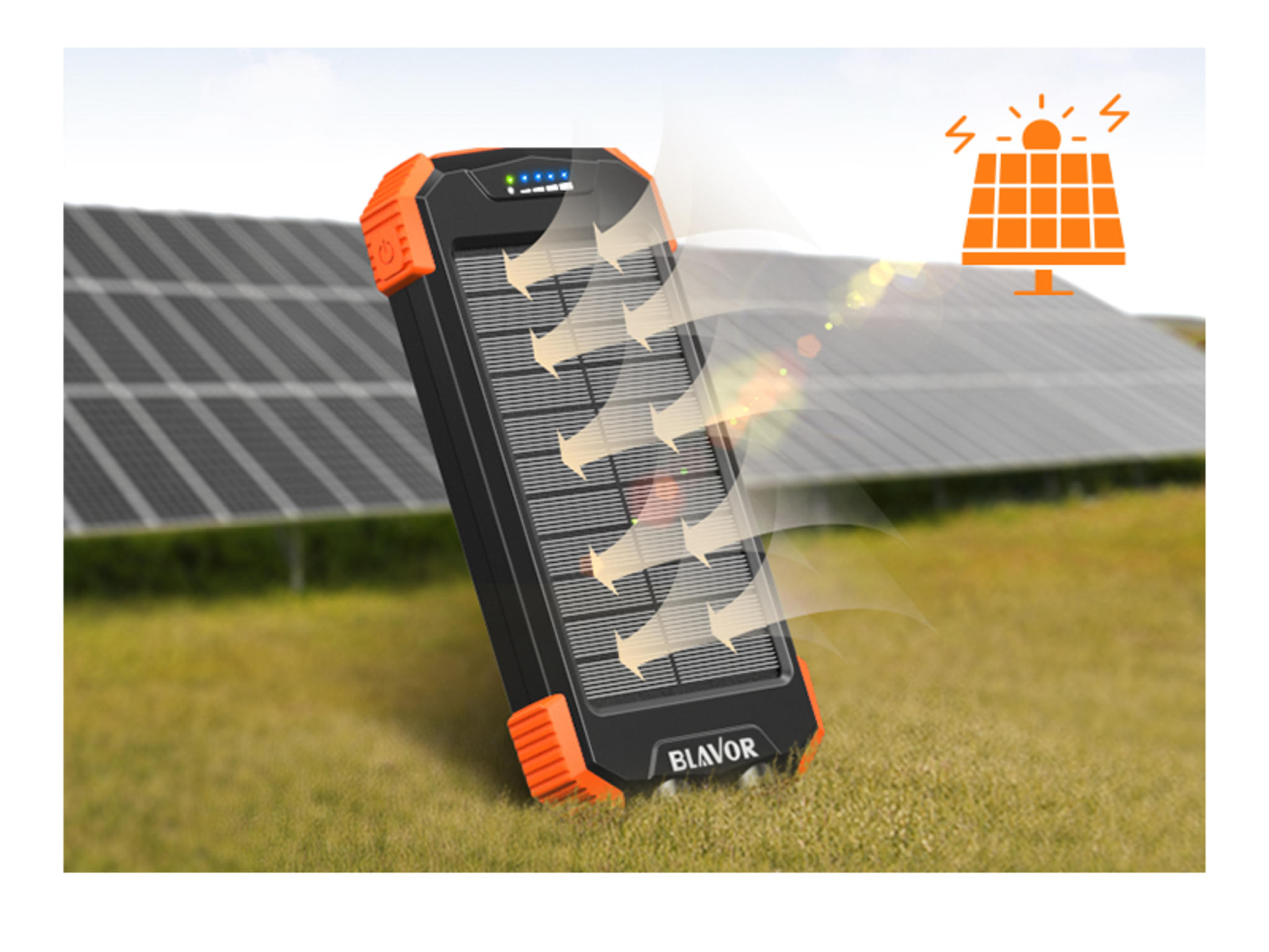10,000mAh Solar Power Bank with 20W Fast Charging, Wireless Charger, Dual Flashlight for Camping image 8