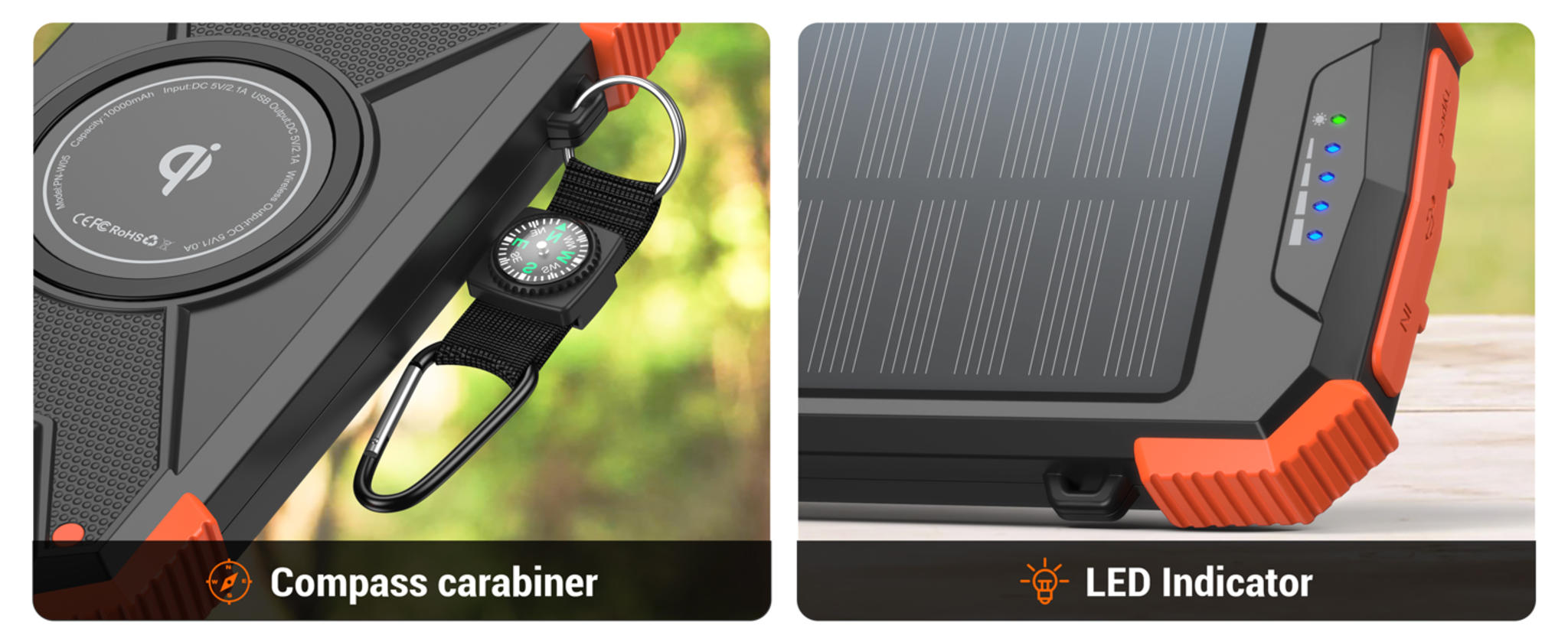 10,000mAh Solar Power Bank with 20W Fast Charging, Wireless Charger, Dual Flashlight for Camping image 13
