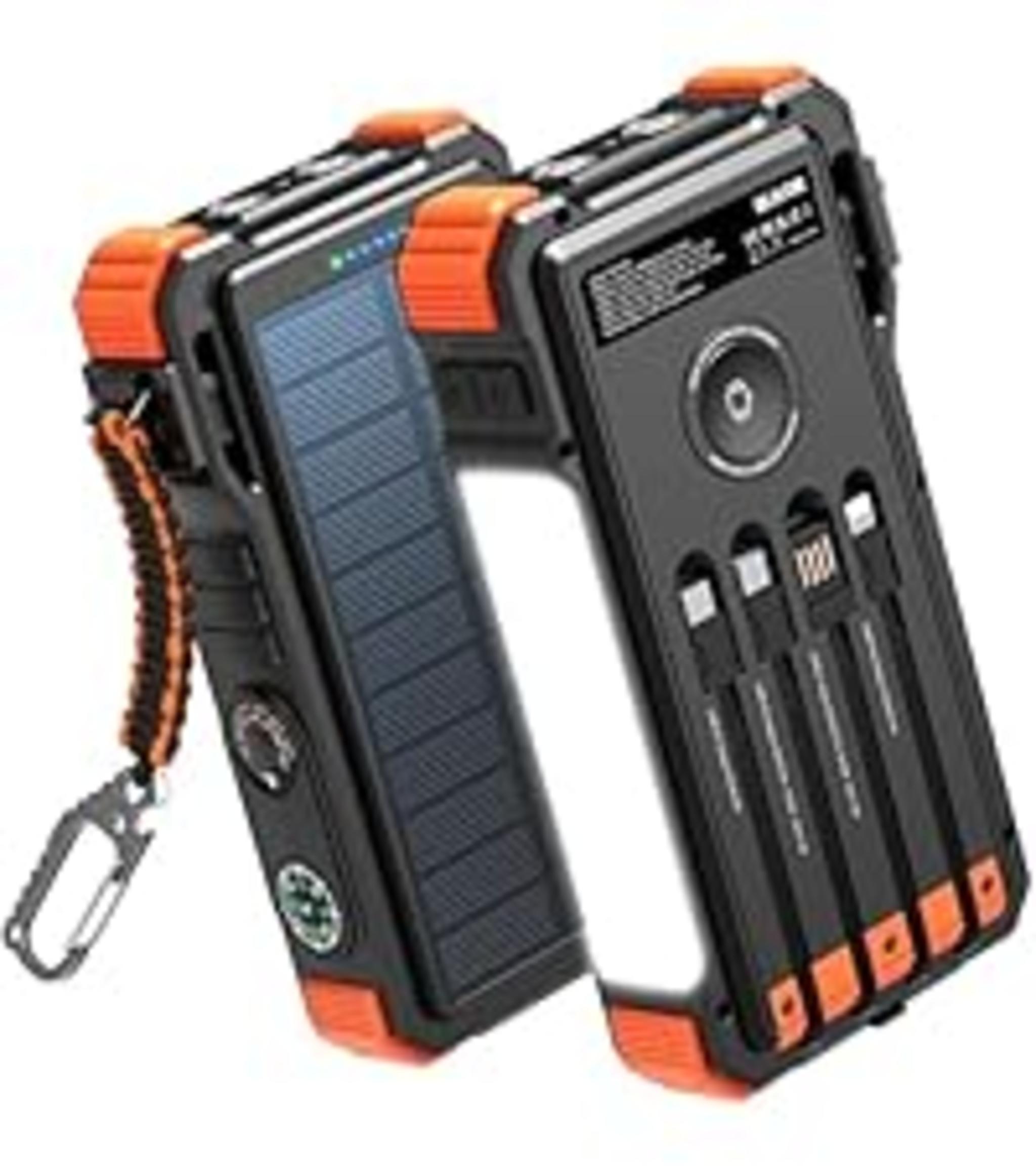 10,000mAh Solar Power Bank with 20W Fast Charging, Wireless Charger, Dual Flashlight for Camping image 22