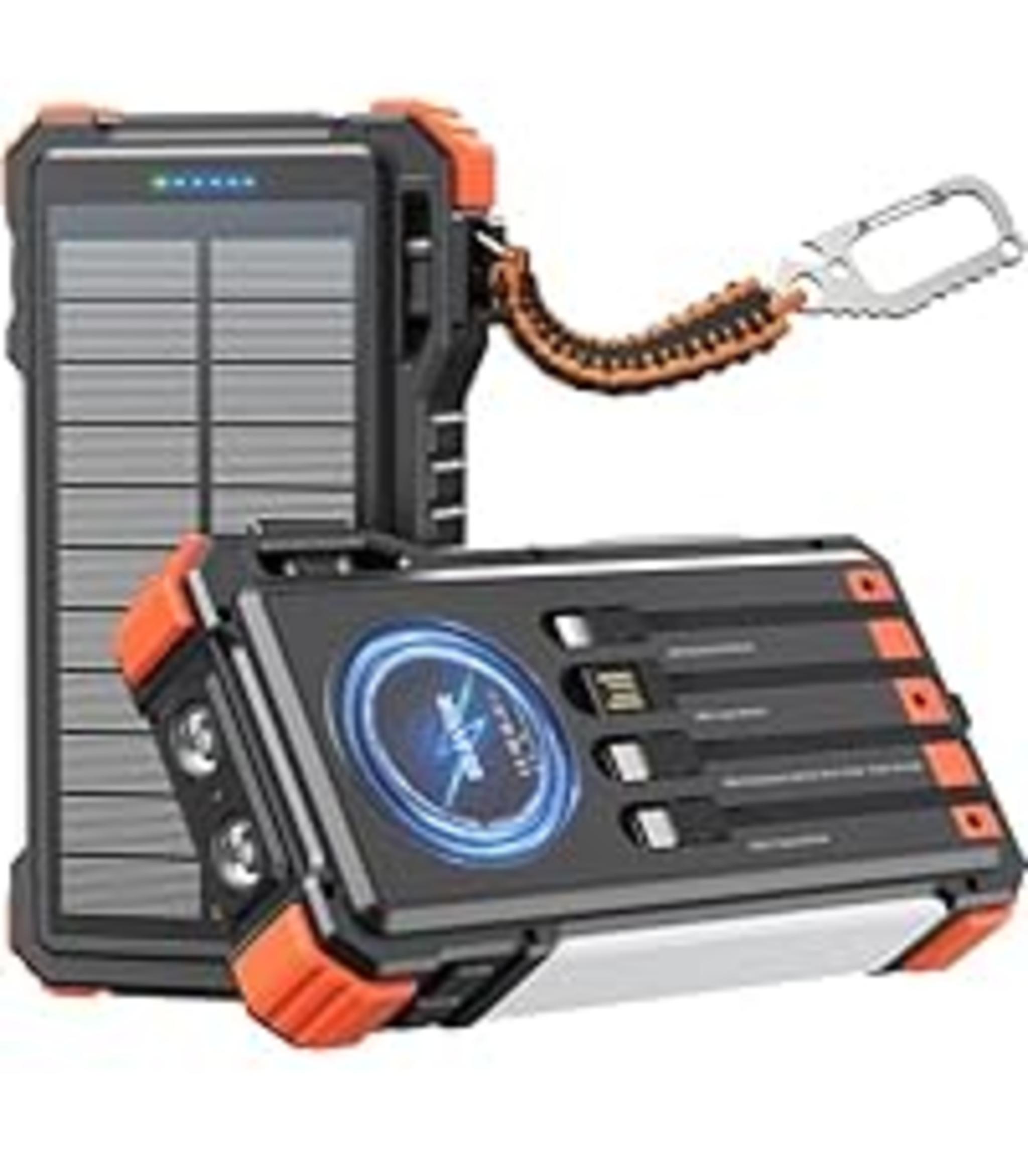 10,000mAh Solar Power Bank with 20W Fast Charging, Wireless Charger, Dual Flashlight for Camping image 25