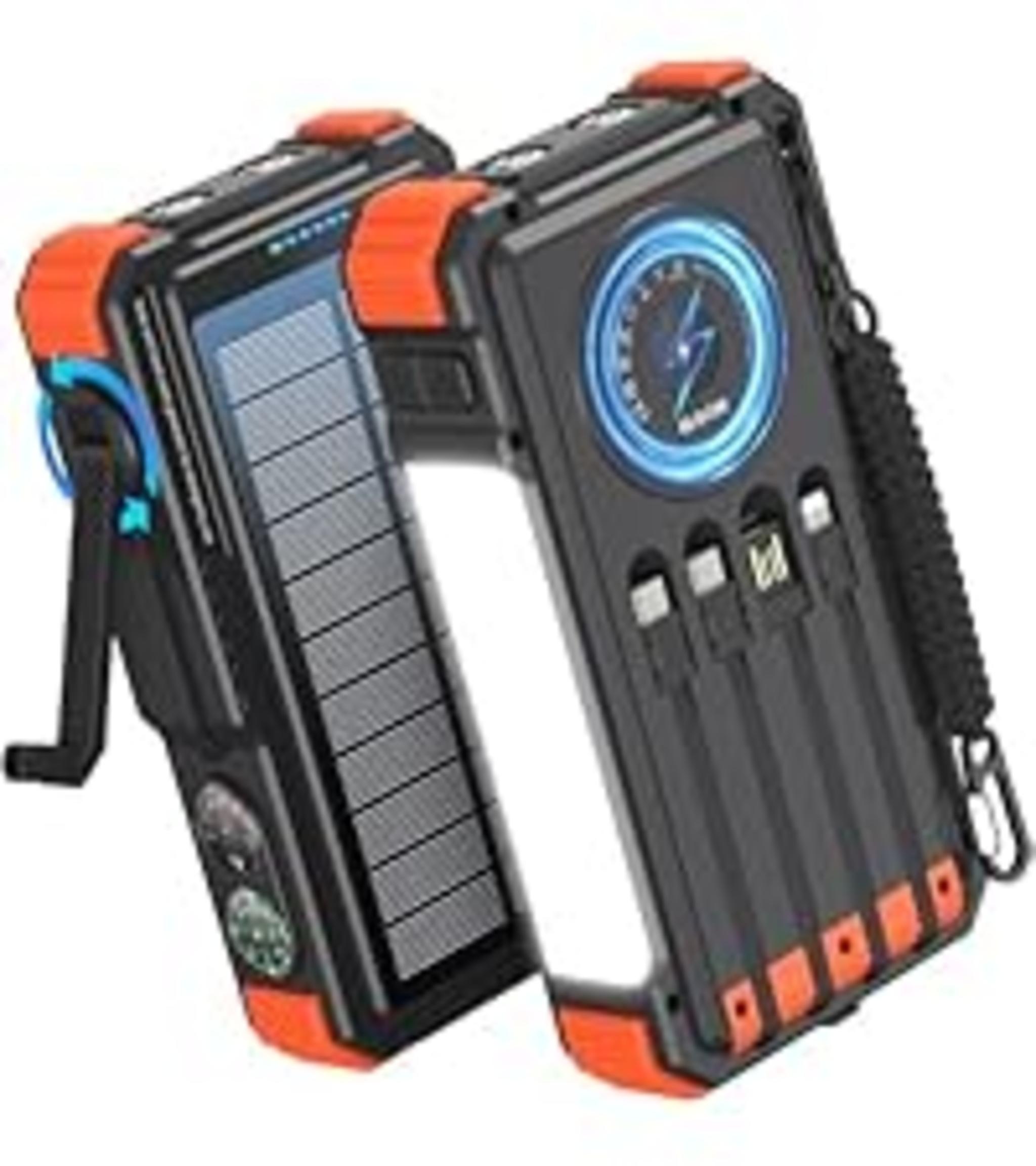 10,000mAh Solar Power Bank with 20W Fast Charging, Wireless Charger, Dual Flashlight for Camping image 26
