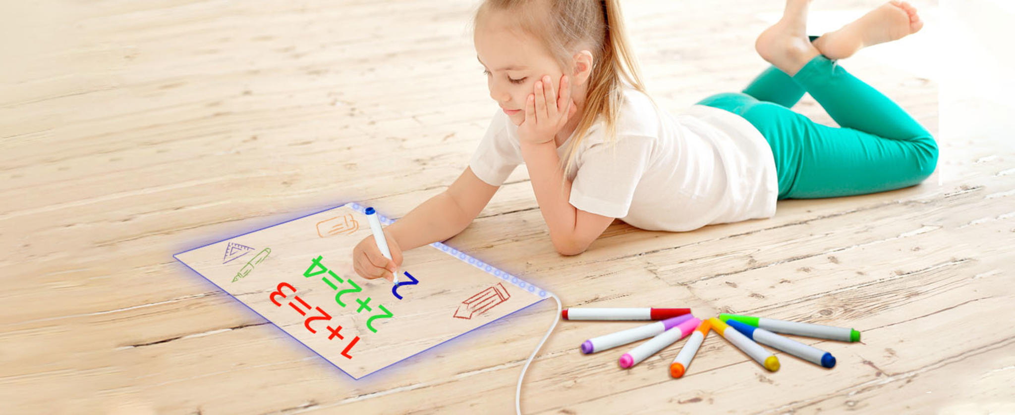 LED Drawing Board with 7 Colors, Includes Markers and Accessories image 12
