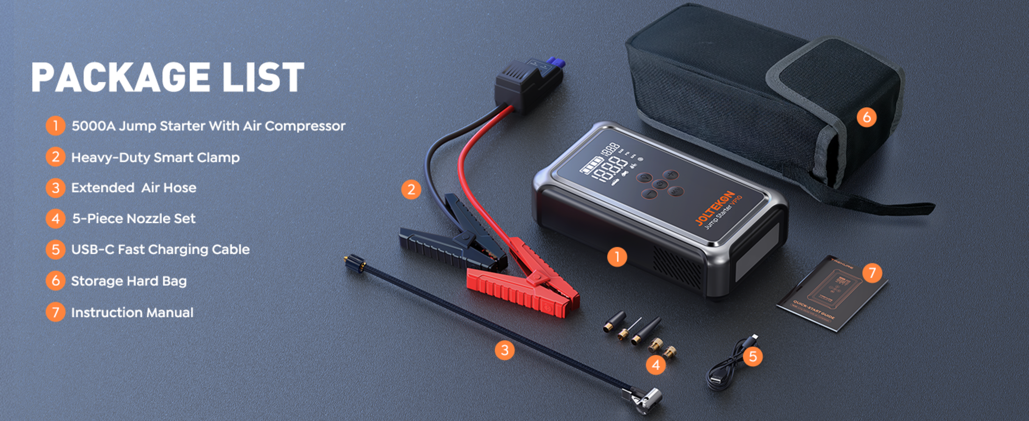 5000A Portable Car Jump Starter for 10.0L Gas/8.0L Diesel Engines with LCD Display image 18