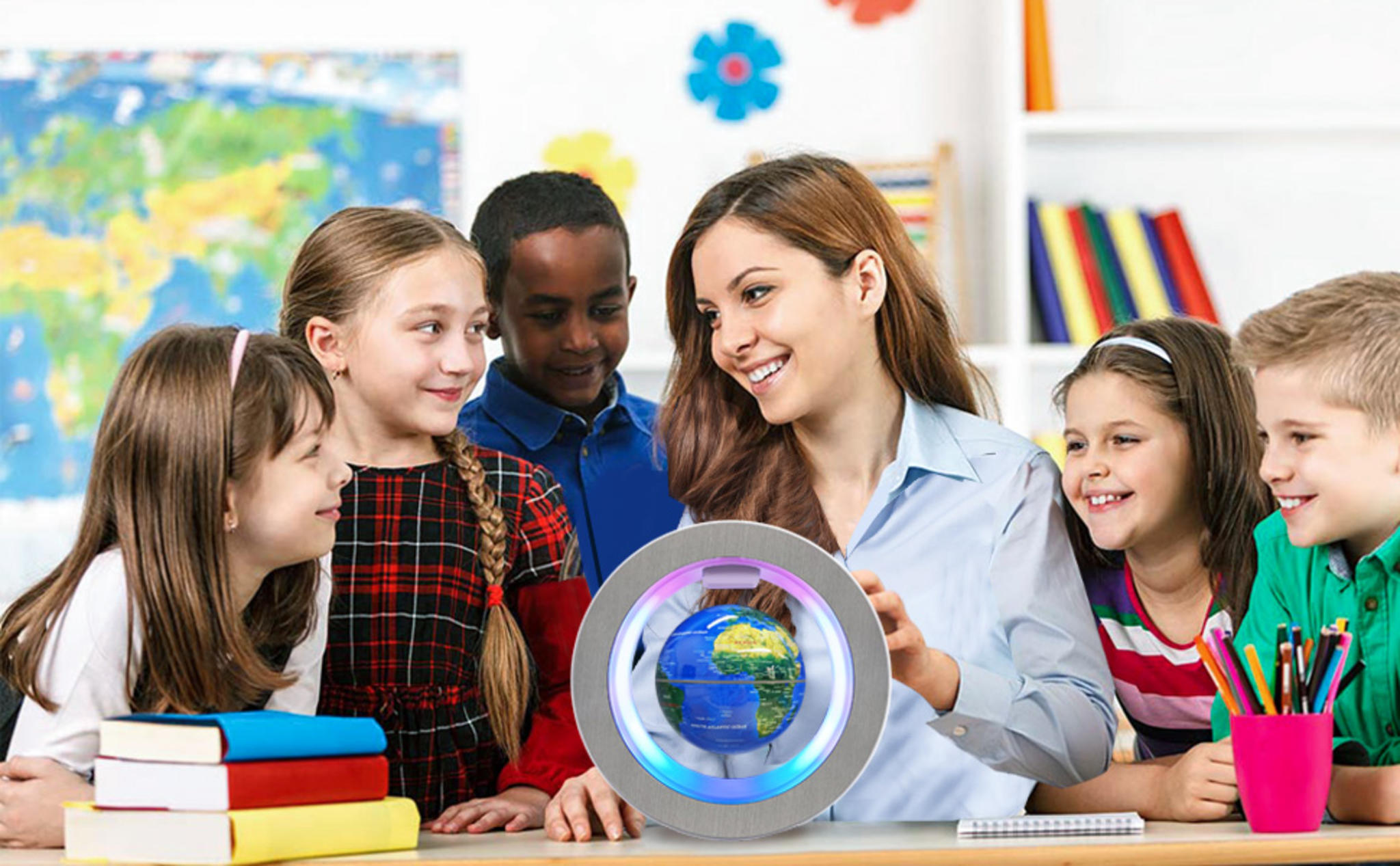 Magnetic Levitation Floating Globe with LED Lights - 4 Inch Educational Desk Decor image 17