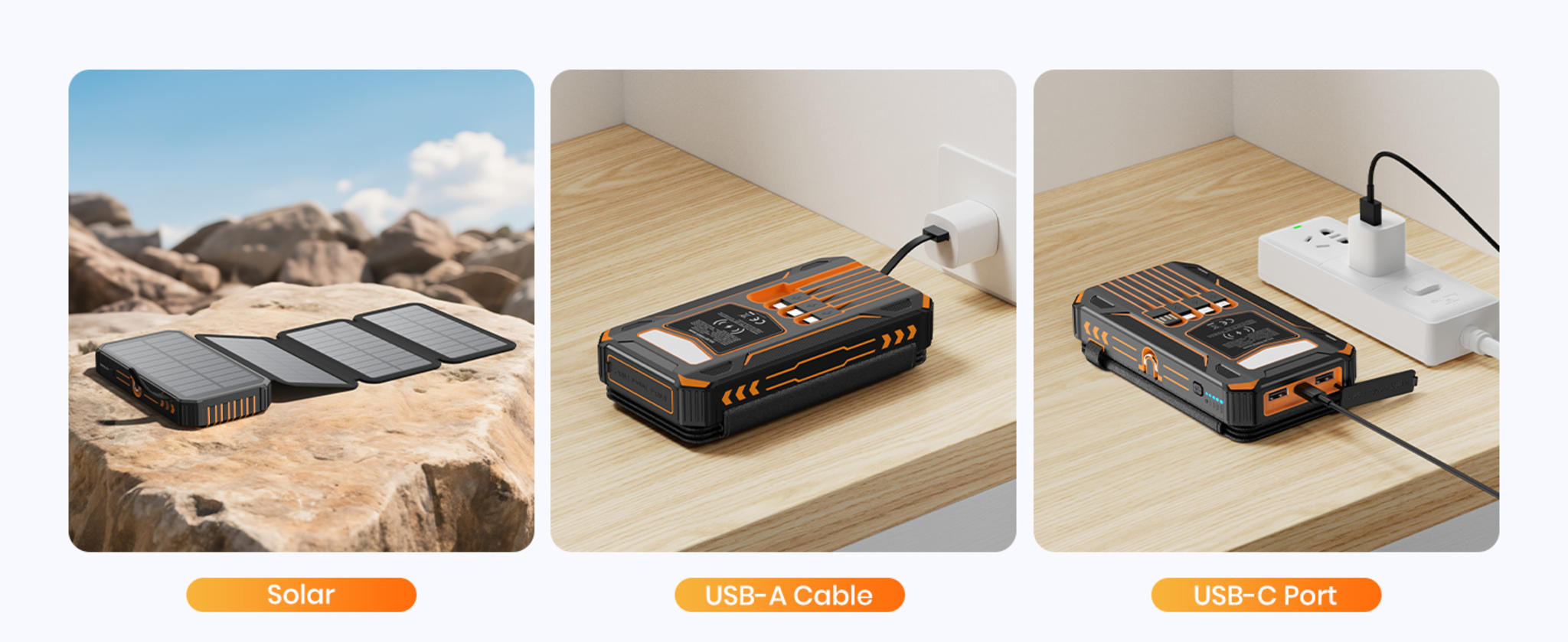 48000mAh Solar Power Bank with Wireless Charging, 4 Built-in Cables & Fast PD QC 3.0 image 12