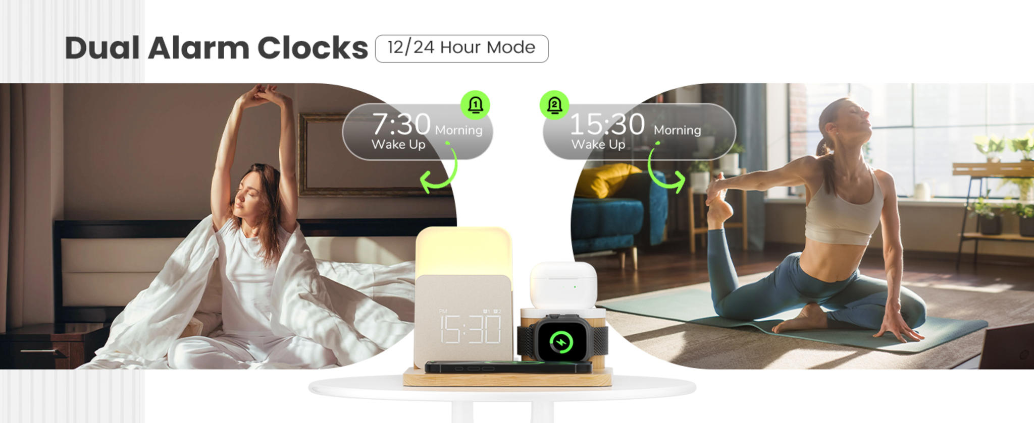 7-in-1 Wireless Charging Station with Alarm Clock and Night Light image 12