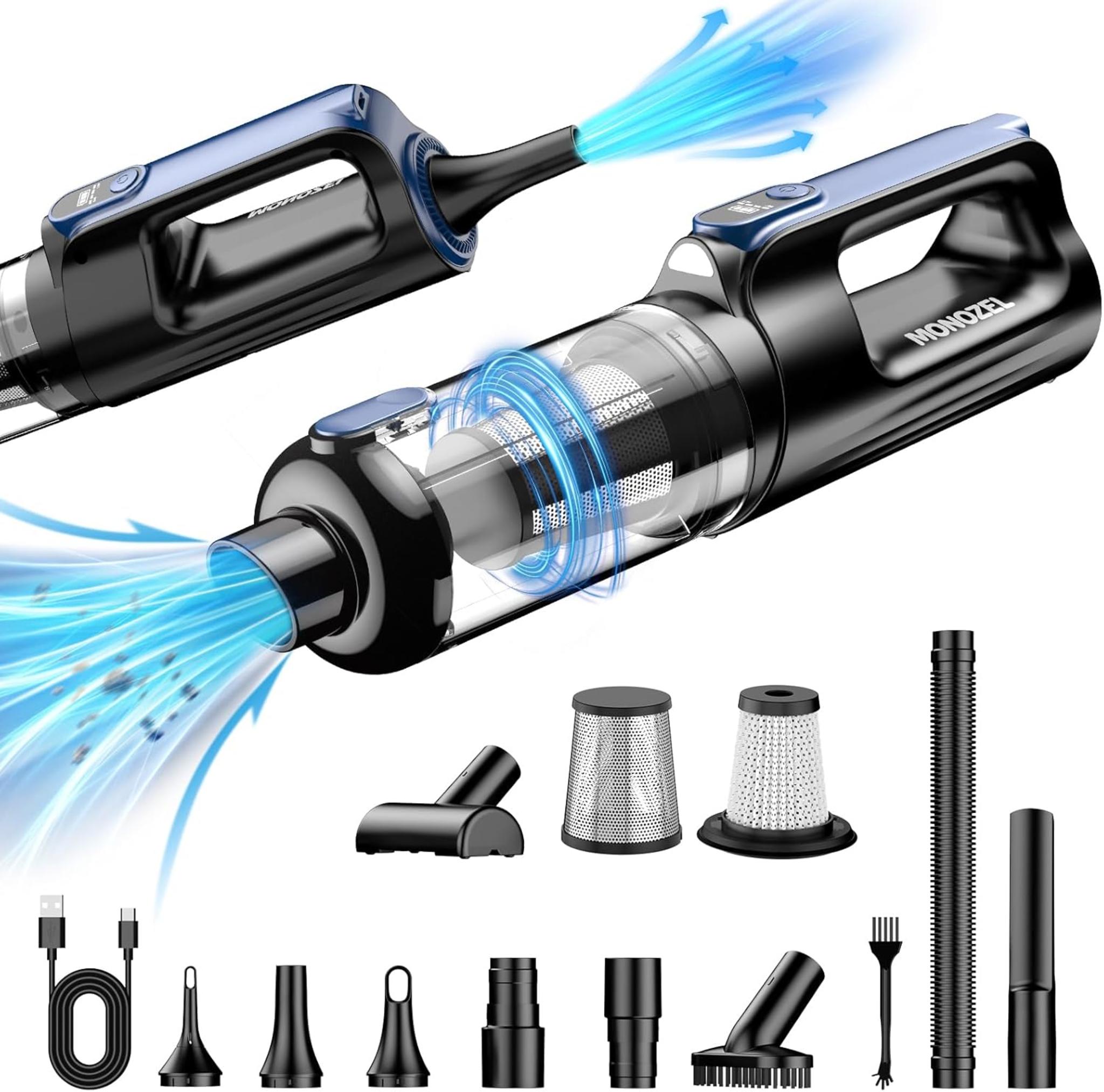 18000Pa Cordless Car Vacuum & Air Duster, 130W Brushless Motor, 7800mAh Battery, Multi-Nozzles