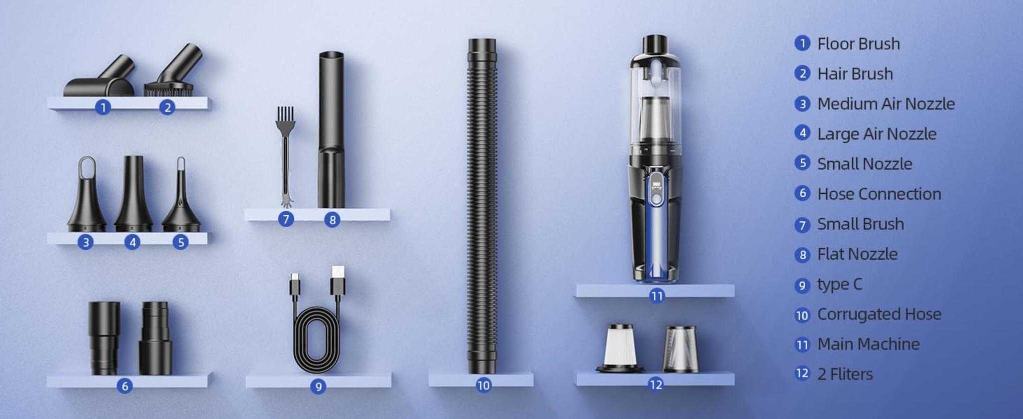 18000Pa Cordless Car Vacuum & Air Duster with 130W Brushless Motor image 8