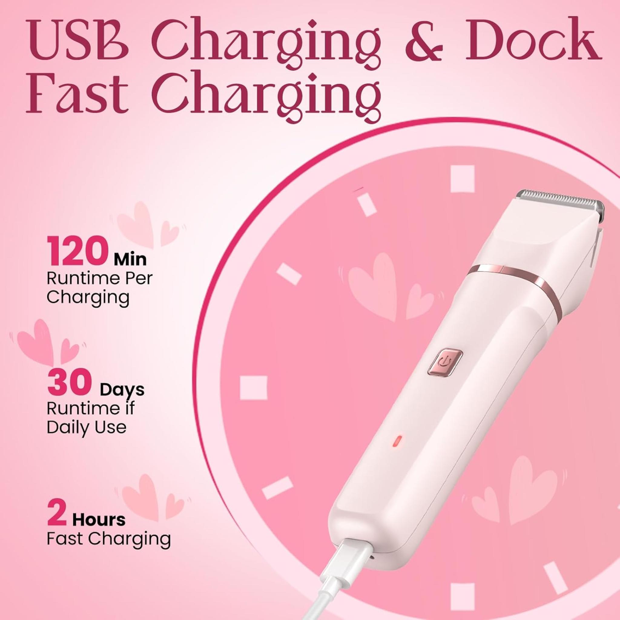 Painless Electric Bikini Trimmer for Women - Waterproof Cordless Shaver