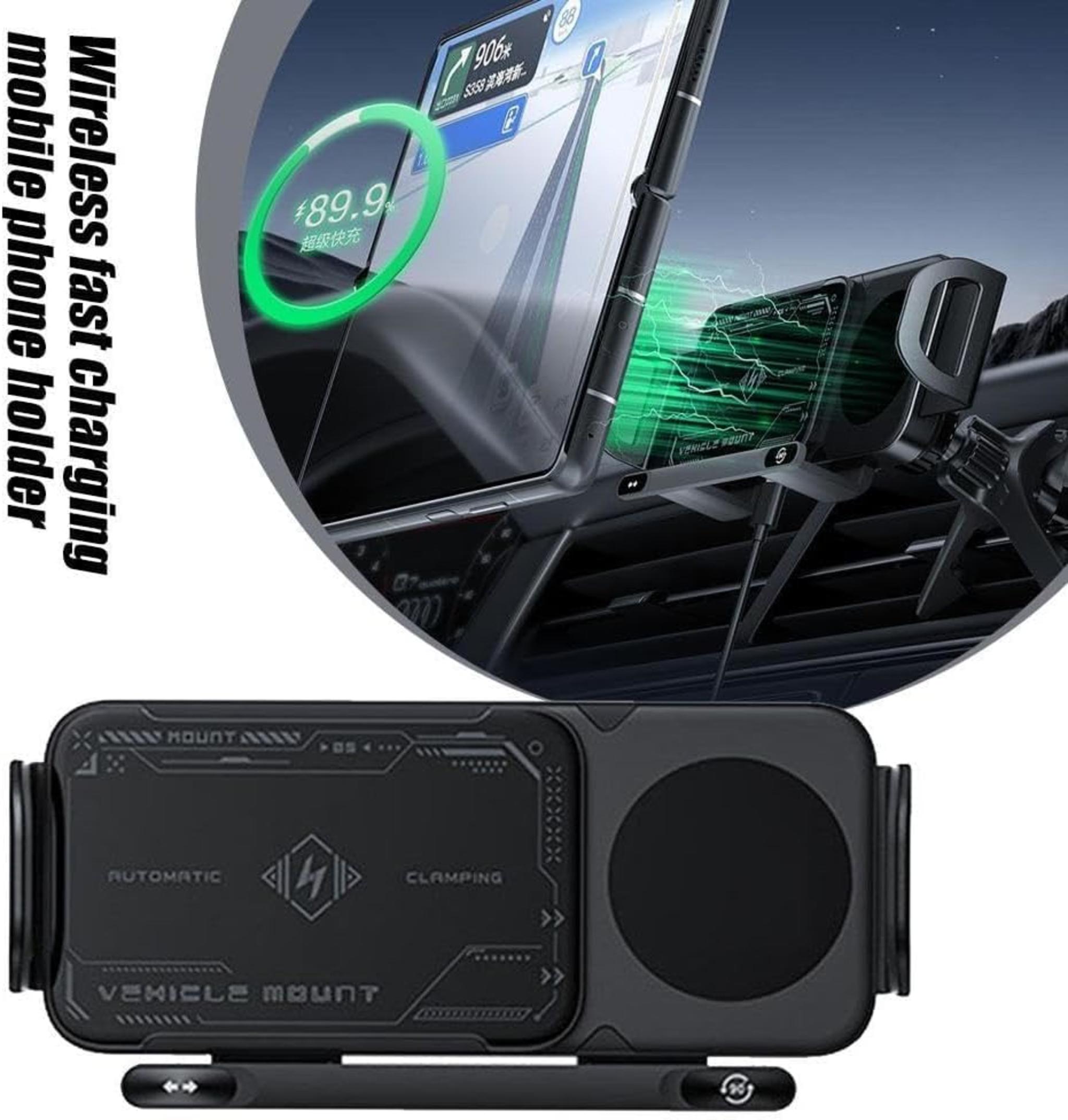 Dual Coil Foldable Car Charger Mount - Fast Charging & 360° Rotation
