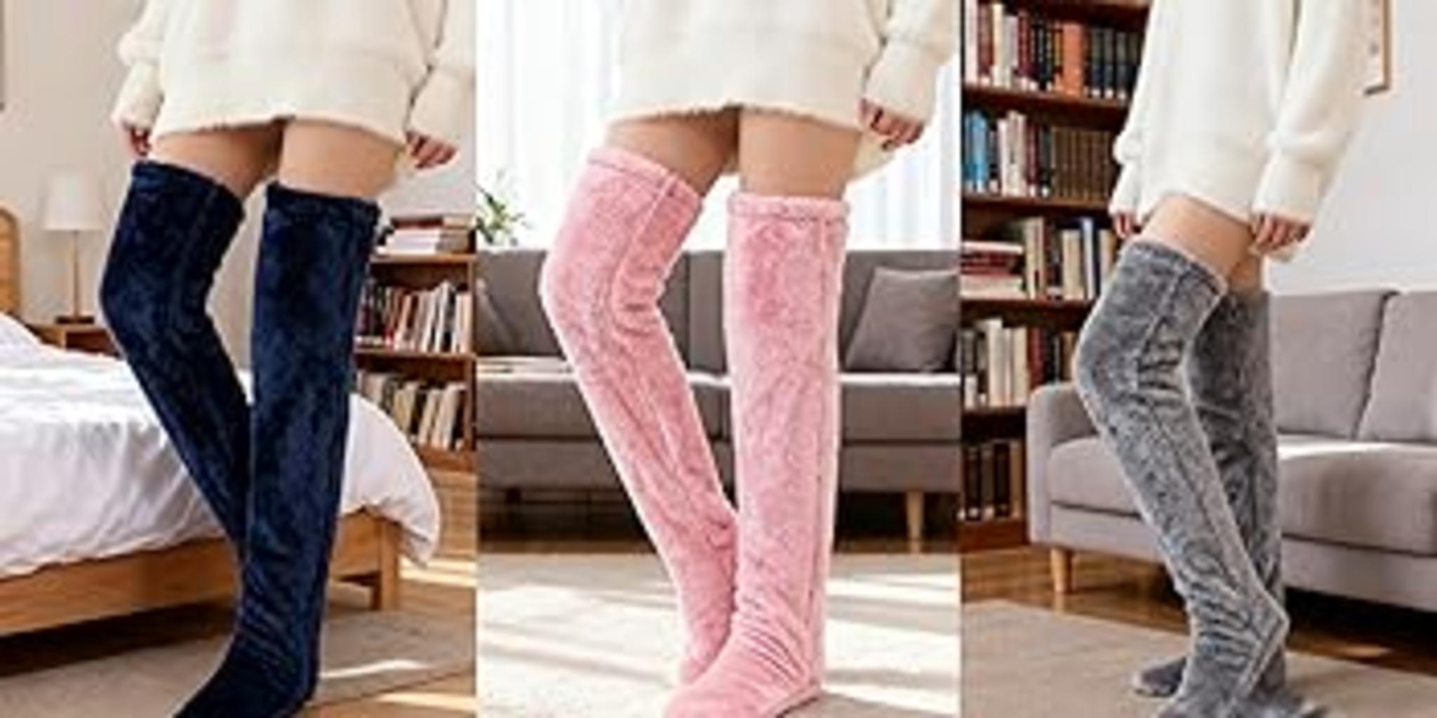 Thigh High Fuzzy Socks - Plush Teddy Bear Non-Slip Warm image 12