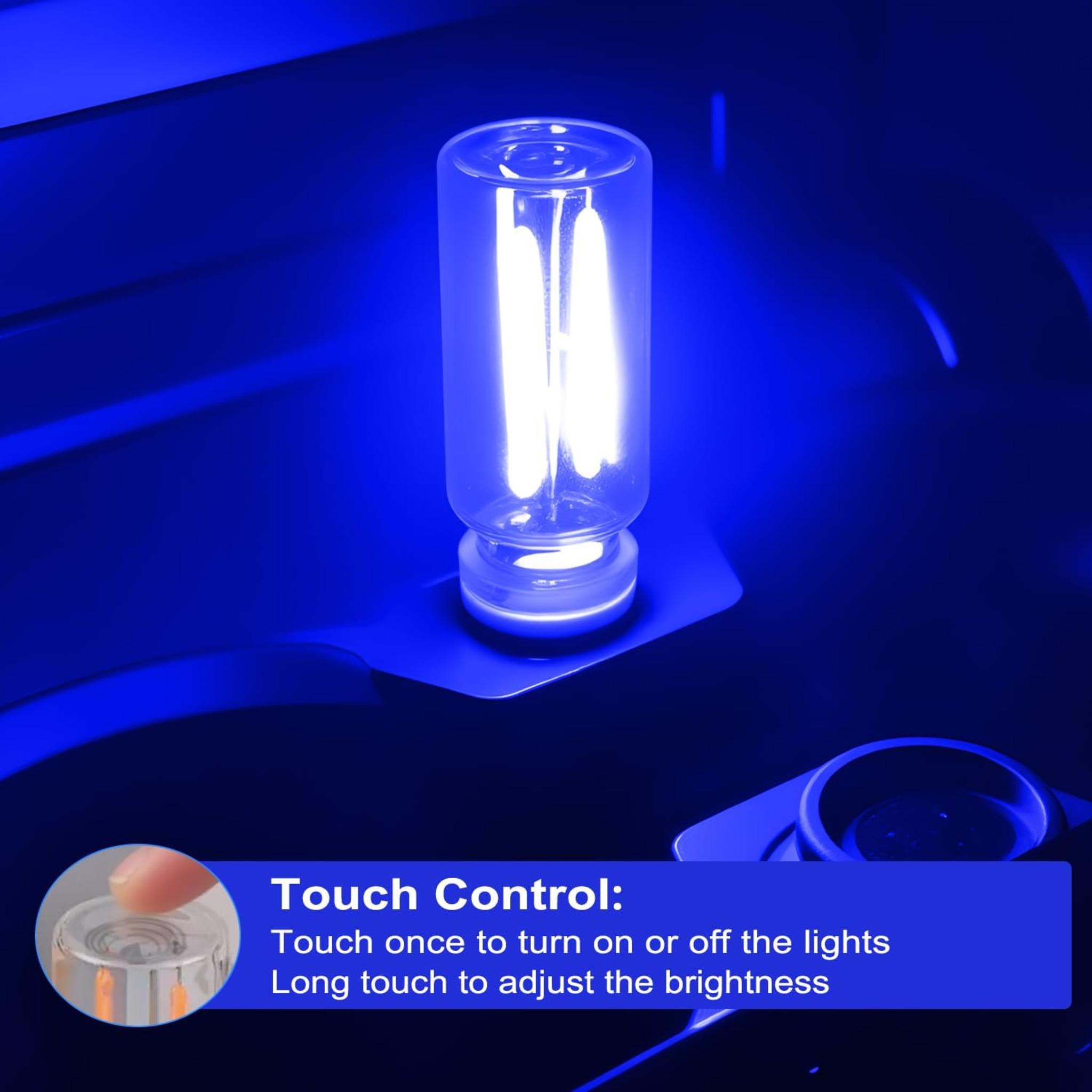 2-Pack Car USB Lights, Touch Dimmable Retro Atmosphere Lamp