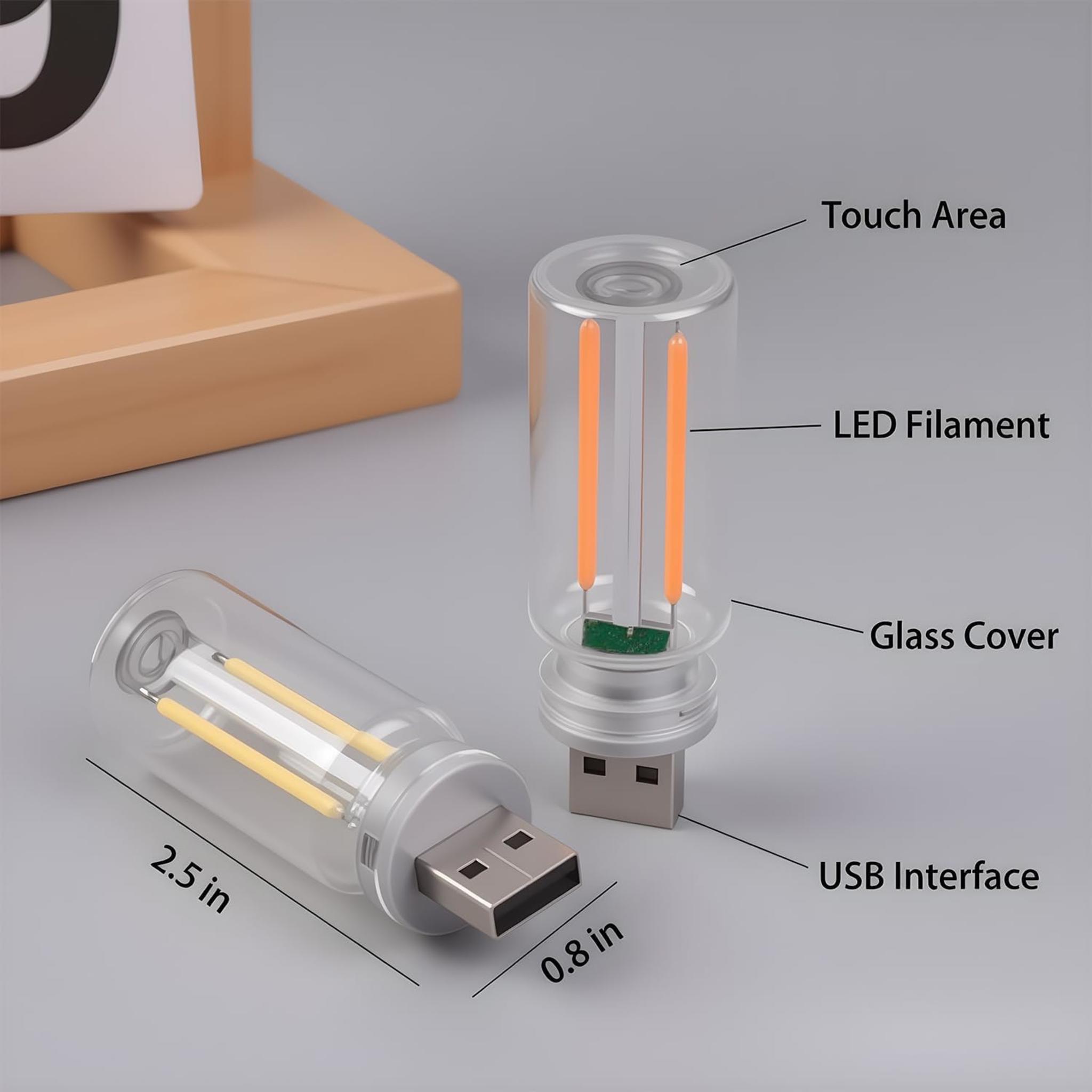 2-Pack Car USB Lights, Touch Dimmable Retro Atmosphere Lamp